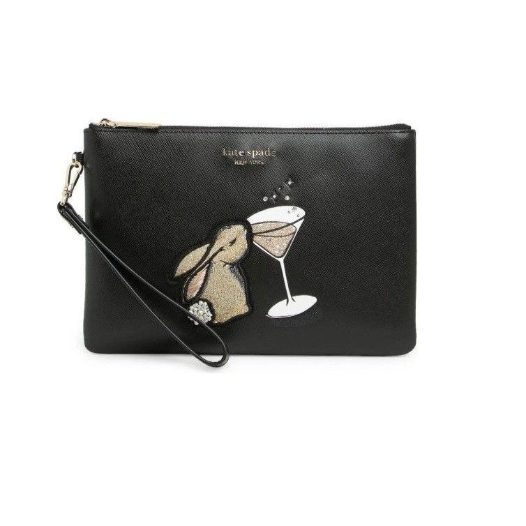 Kate Spade Kate Spade New York Black Bunbun Embroidered Saf Pouch Wrist Size ONE SIZE - 1 Thumbnail