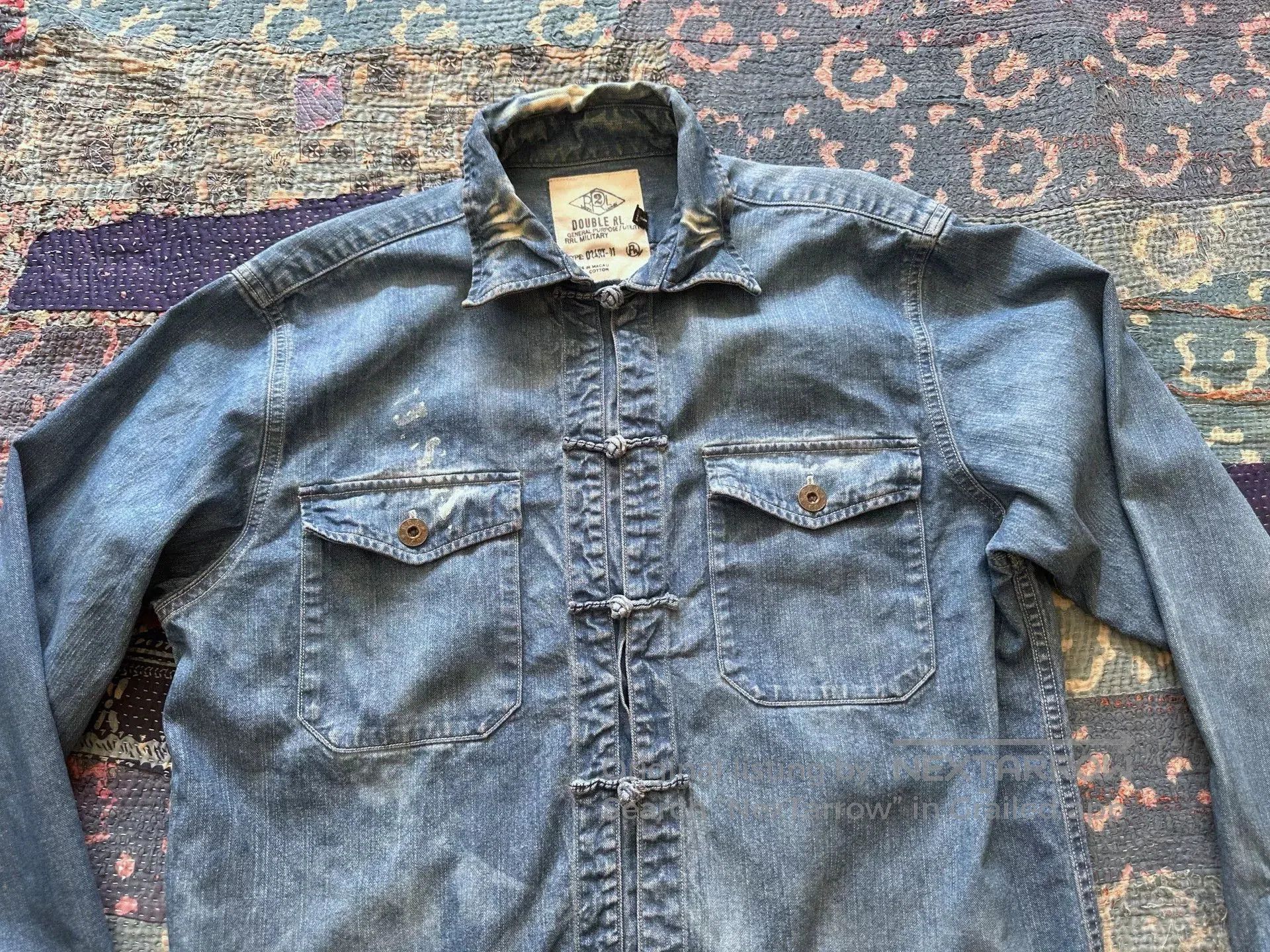 RRL Ralph Lauren rrl vintage denim shirt with distressed look. Size US M / EU 48-50 / 2 - 4 Thumbnail