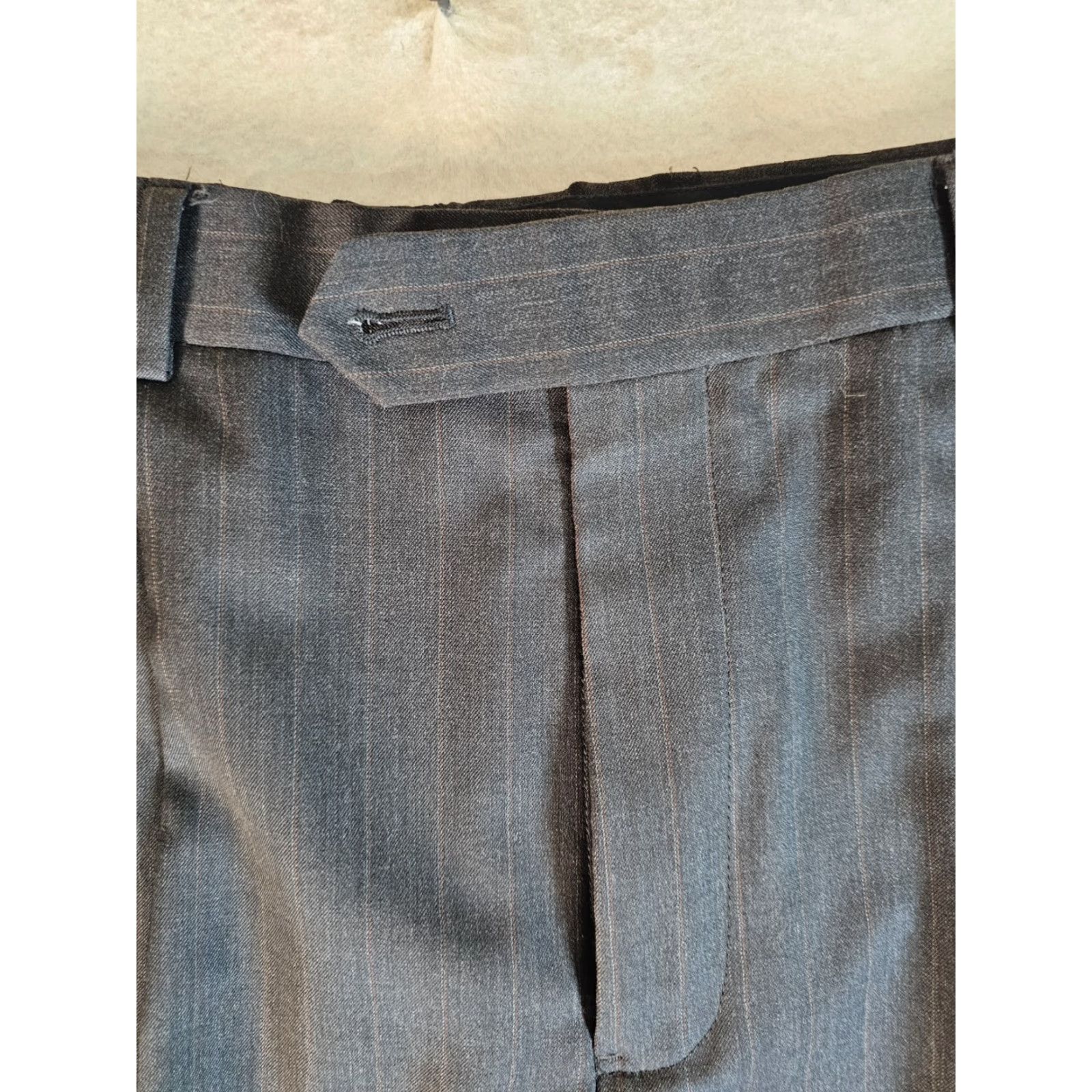 Brooks Brothers Brooks Brothers Signature Pin Striped Wool Suit Mens 42 Long Coat 36Wx32L Grey Tan Striped - Regular Fit, 2 Piece, Classic USA Mens Suit Size 42R - 5 Thumbnail