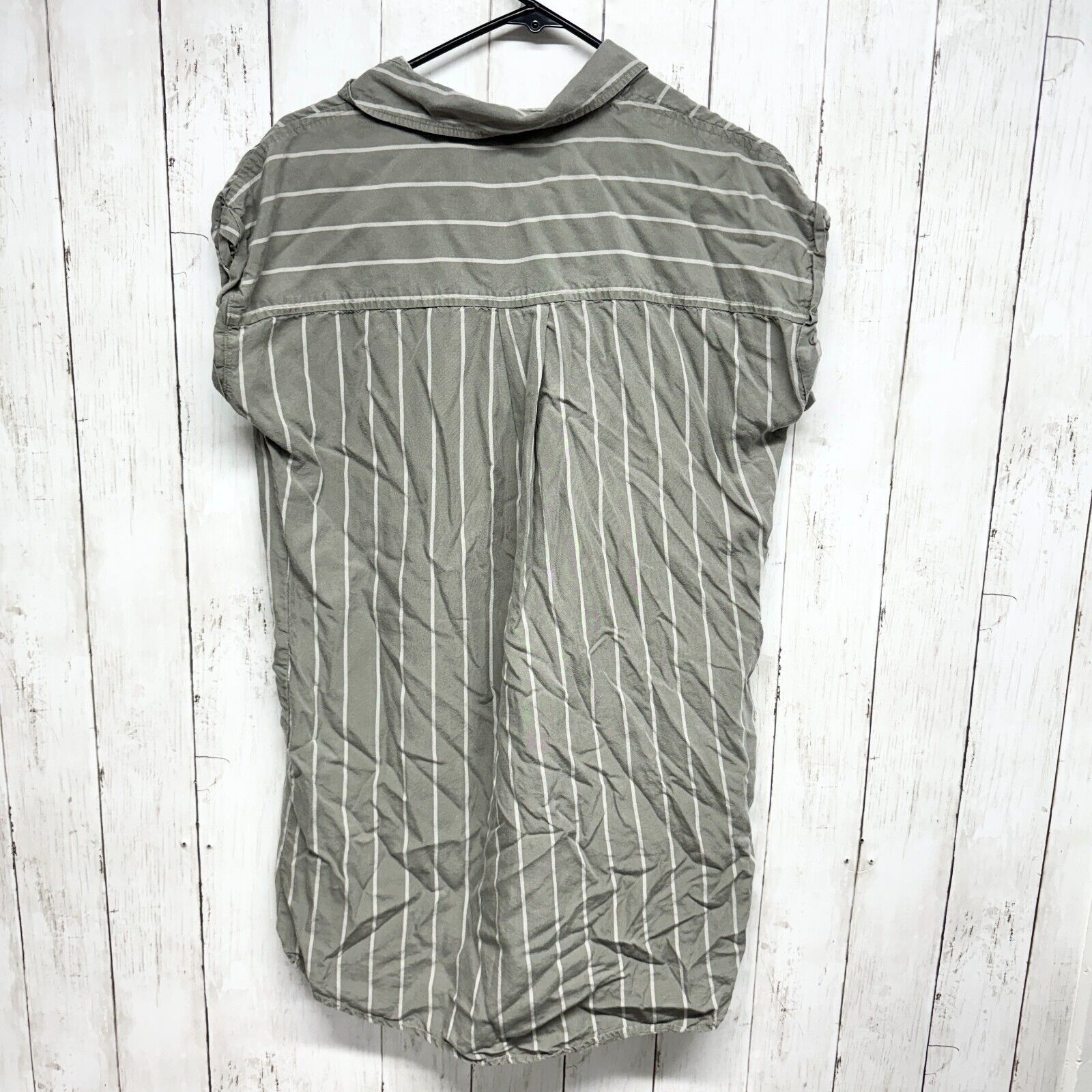 Other Blue Rain Dress M Green Stripe Shirt Mini Short Sleeve VNeck Size M / US 6-8 / IT 42-44 - 5 Thumbnail