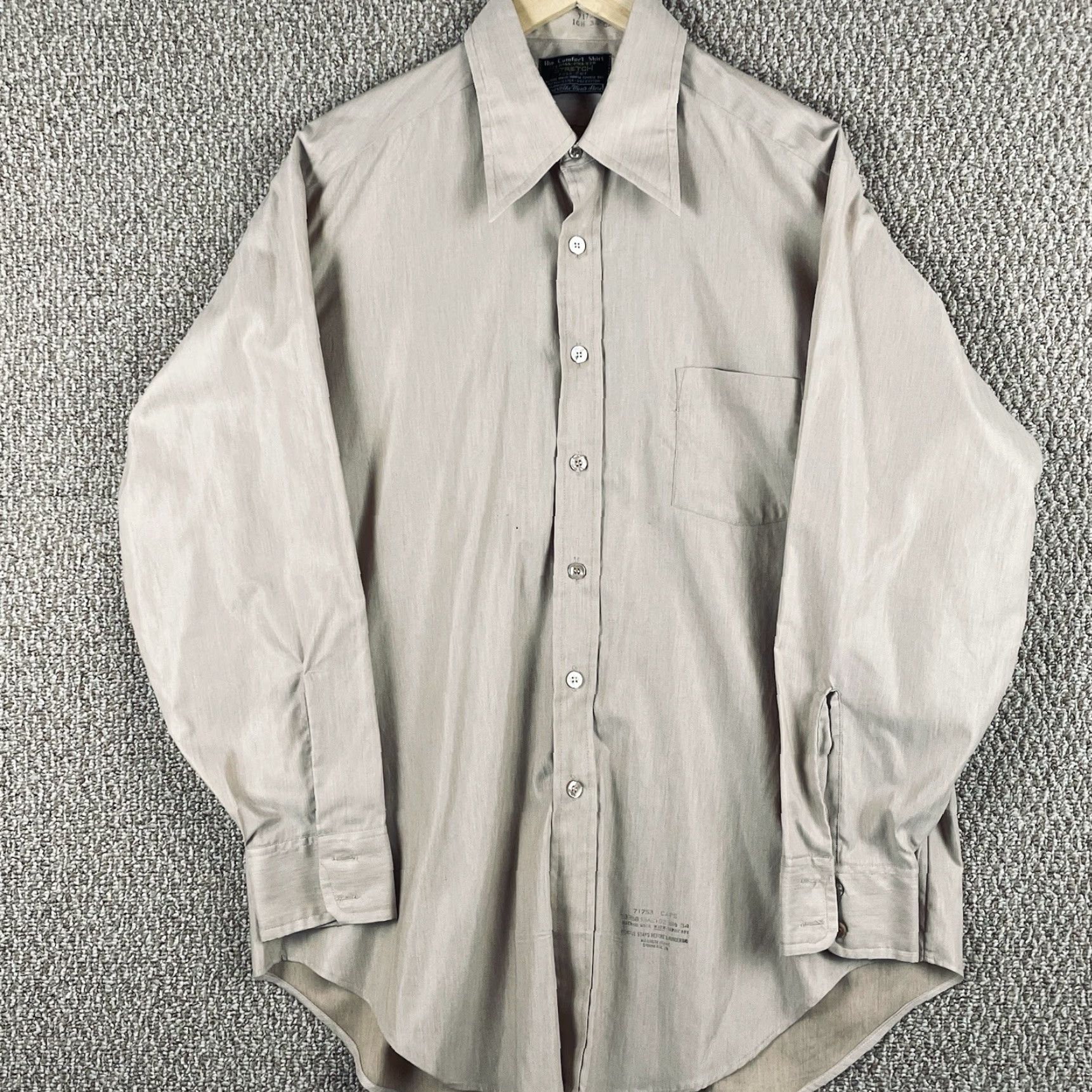 Sears VINTAGE Sears Shirt Mens 16.5 Button Down Perma-Prest Herringbone Weave 70s T729 Size US XL / EU 56 / 4 - 2 Thumbnail