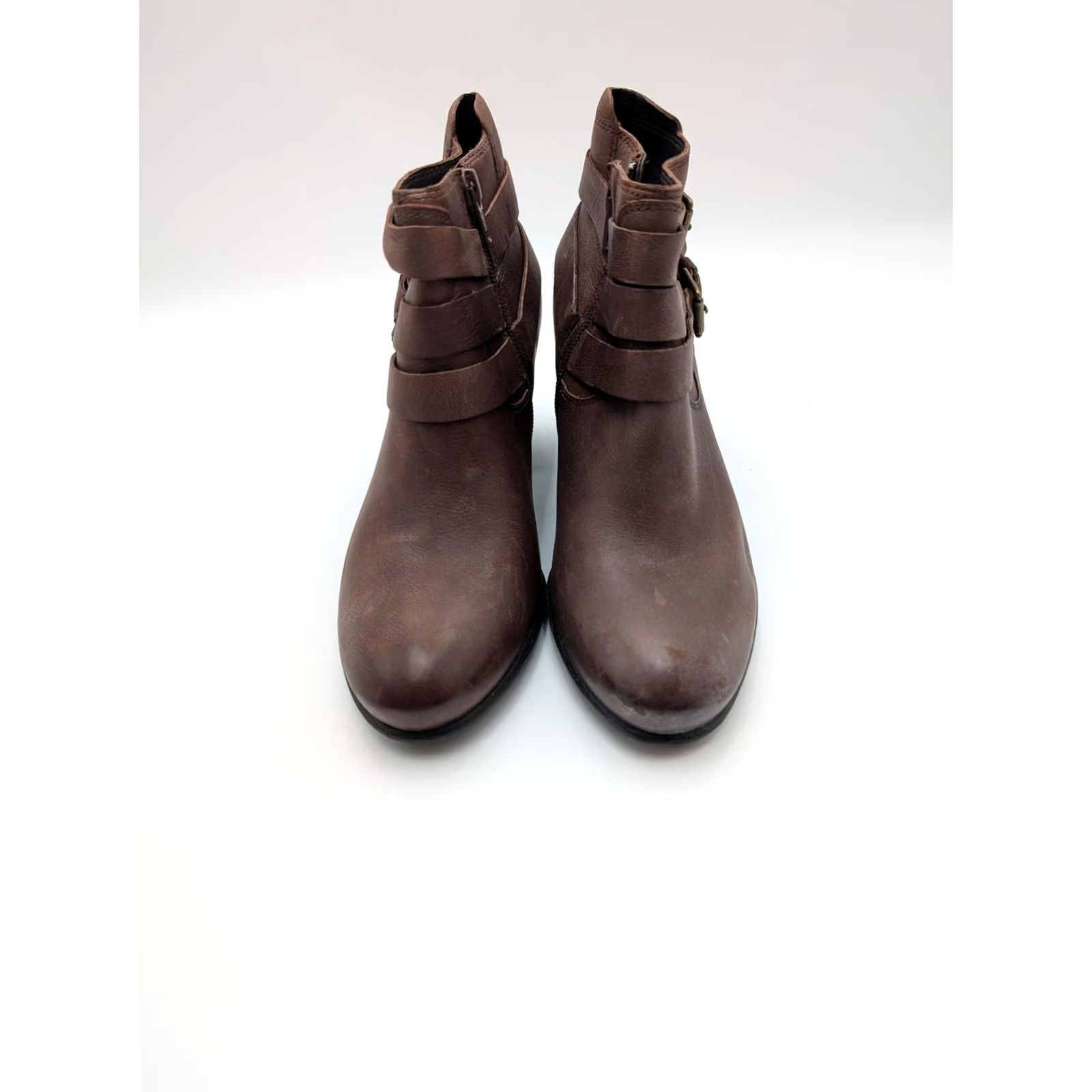 Vintage Josef Seibel Boots Womens 6.5 Brown Leather Strappy Ankle Bootie Block Heel Shoe Size US 7 / IT 37 - 4 Thumbnail
