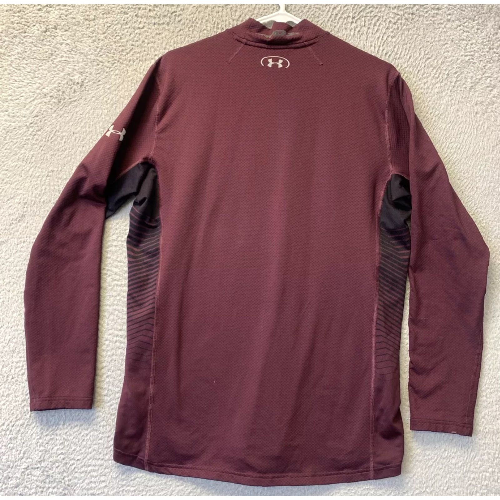 Under Armour VINTAGE Under Armour Shirt Men Long Sleeve Mock Neck Maroon Large 38-74 Outdoor Mens Size US L / EU 52-54 / 3 - 7 Thumbnail