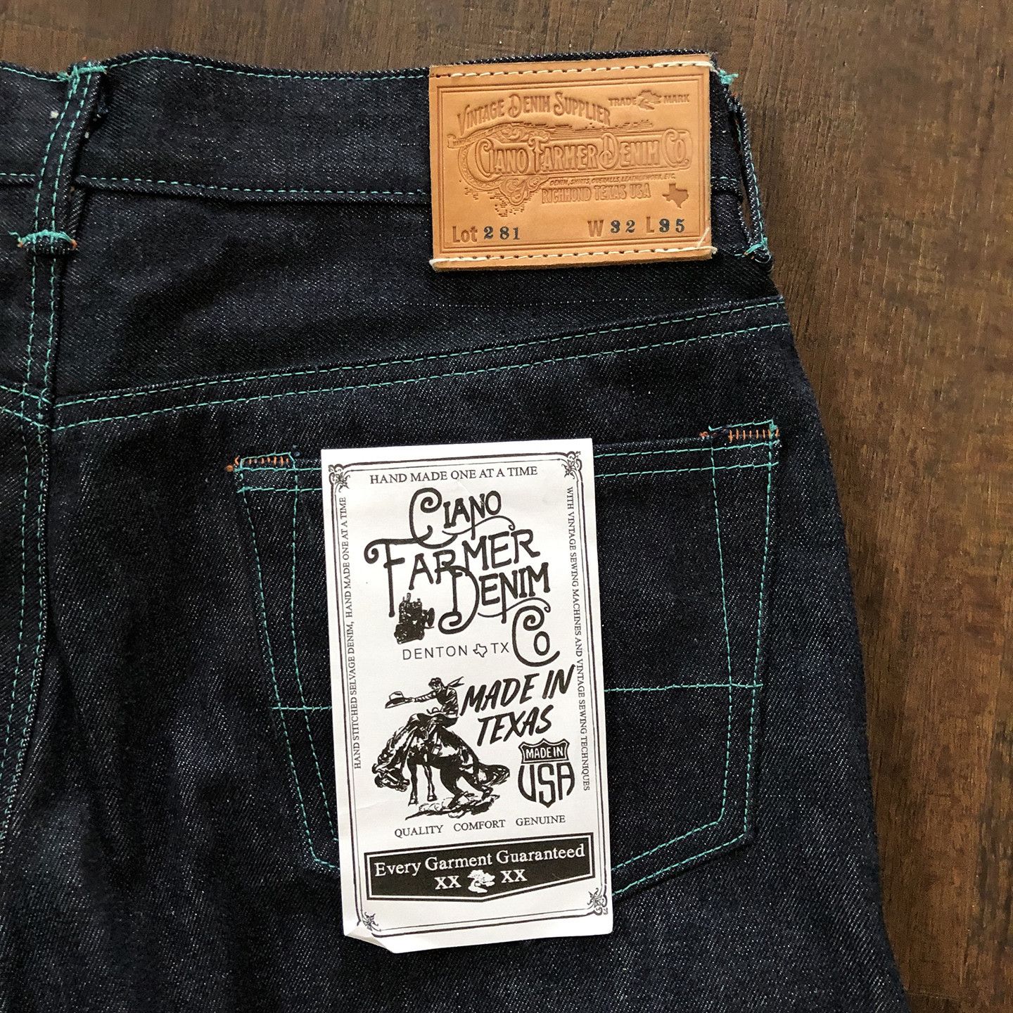 image of Ciano Farmer Cone Mills 32 Orange Selvage in Indigo, Men's