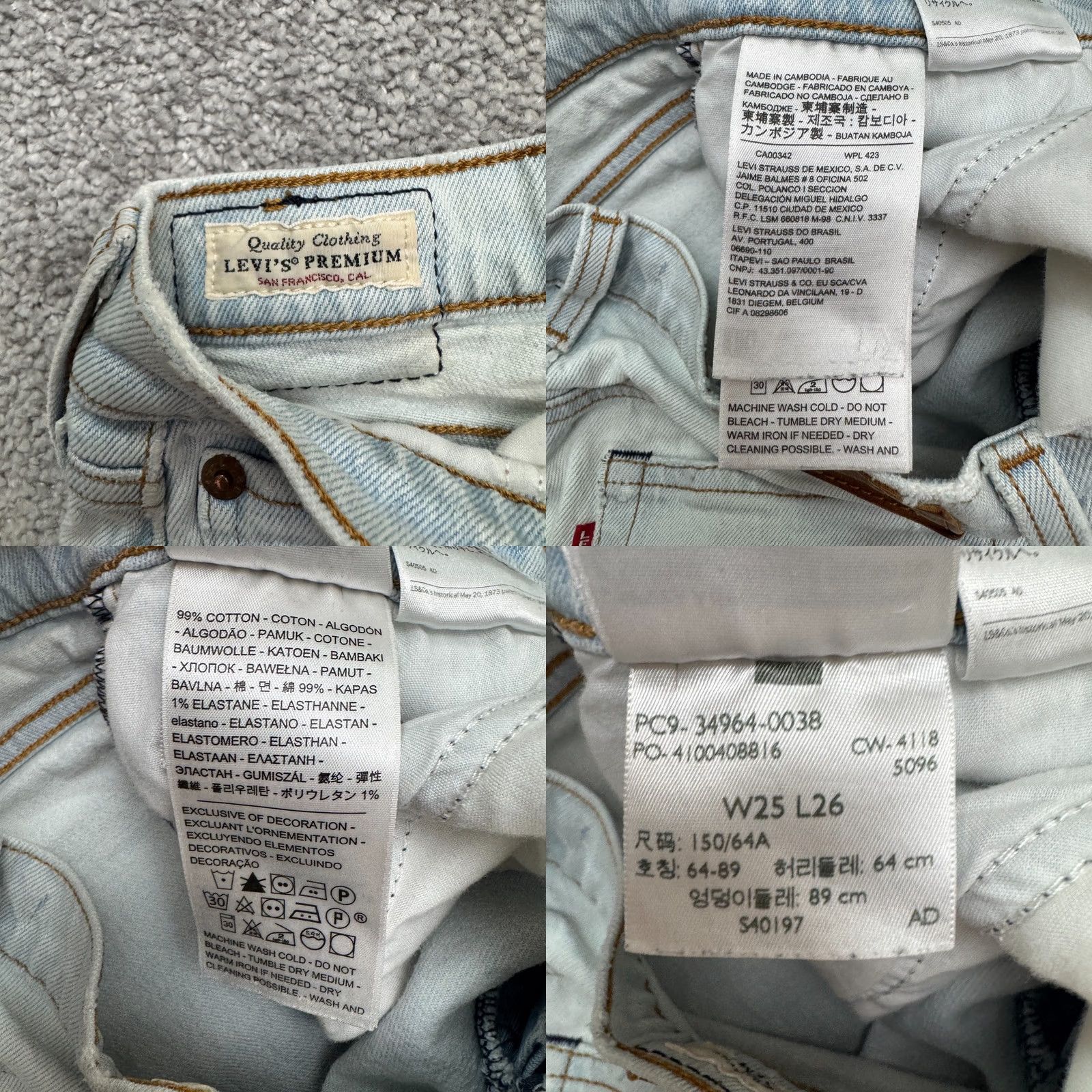 Levi's Levi's Wedgie Straight Button Fly Denim Jeans Womens 25 Blue Light Wash Cotton Size 42" / US 20 - 9 Thumbnail