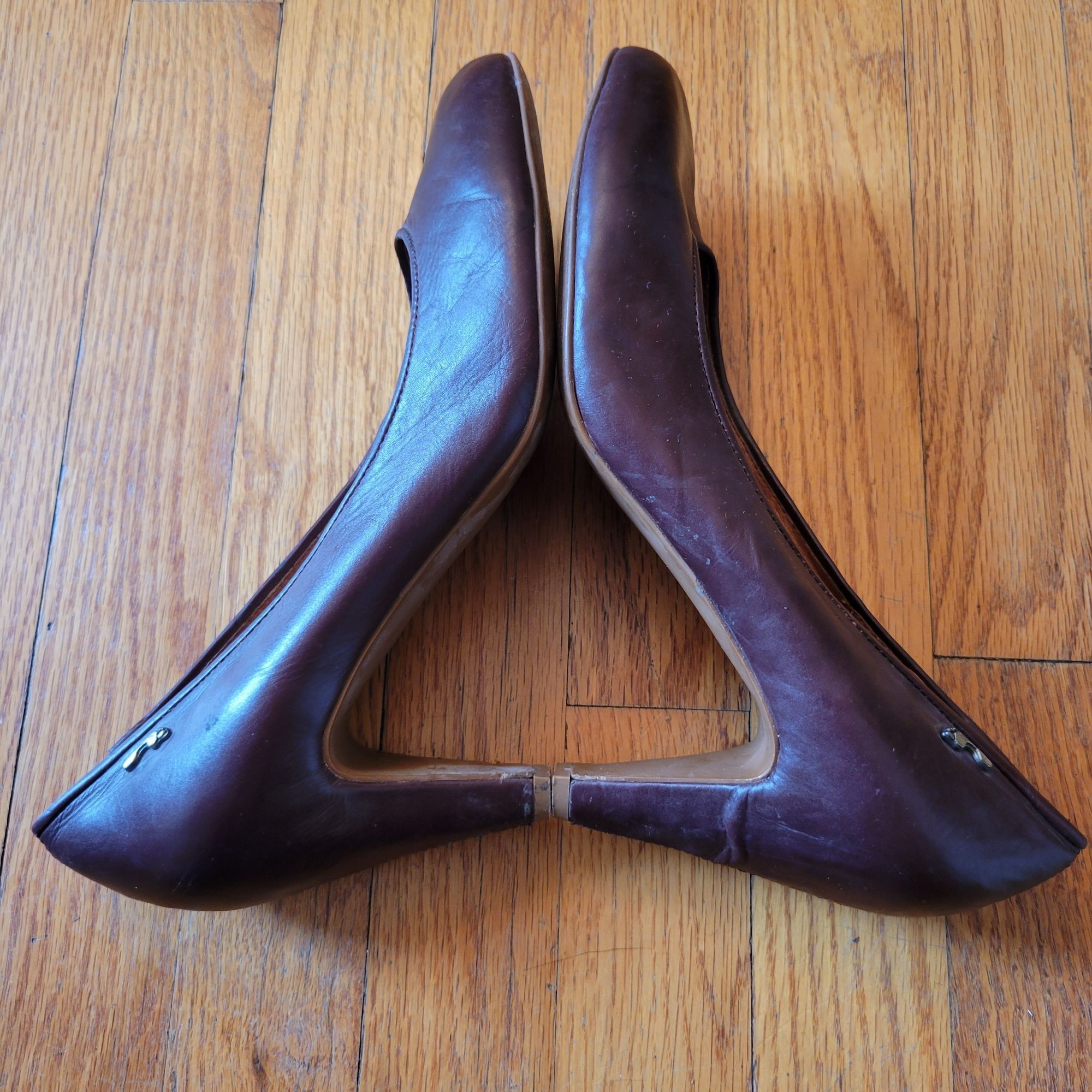 Vintage Naked Feet Handmade Brown Leather Pumps Heels 10M CONTEMPORA Size US 10 / IT 40 - 8 Thumbnail