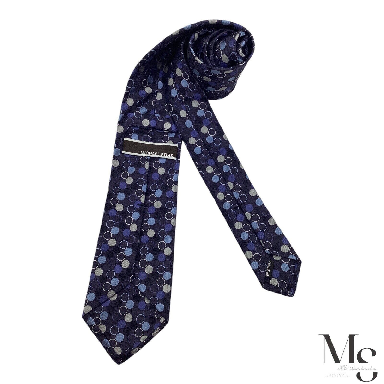 Michael Kors MICHAEL KORS Blue Geometric Luxury Designer Silk Tie Made In Size ONE SIZE - 3 Thumbnail
