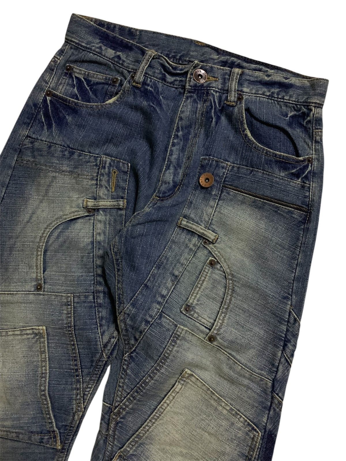 💥Japanese designer Graffito Stitch Patch Pocket Denim