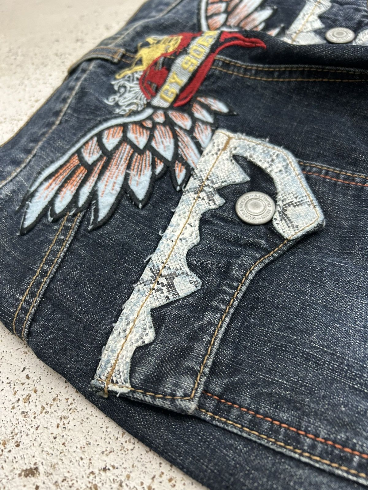If Six Was Nine Vintage Winger Python Skin Whiskering Washed High Rise Evisu Size US 30 / EU 46 - 6 Thumbnail