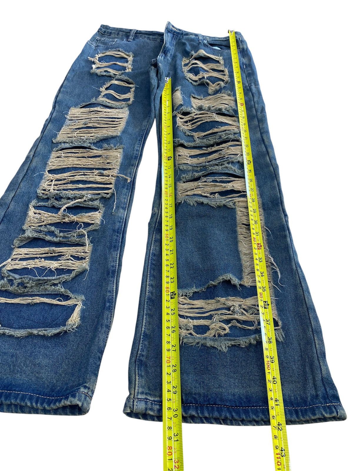 Japanese Brand Romwe Brand Heavy Ripped Vintage Wash Style Wide Leg Jeans Size US 34 / EU 50 - 7 Thumbnail