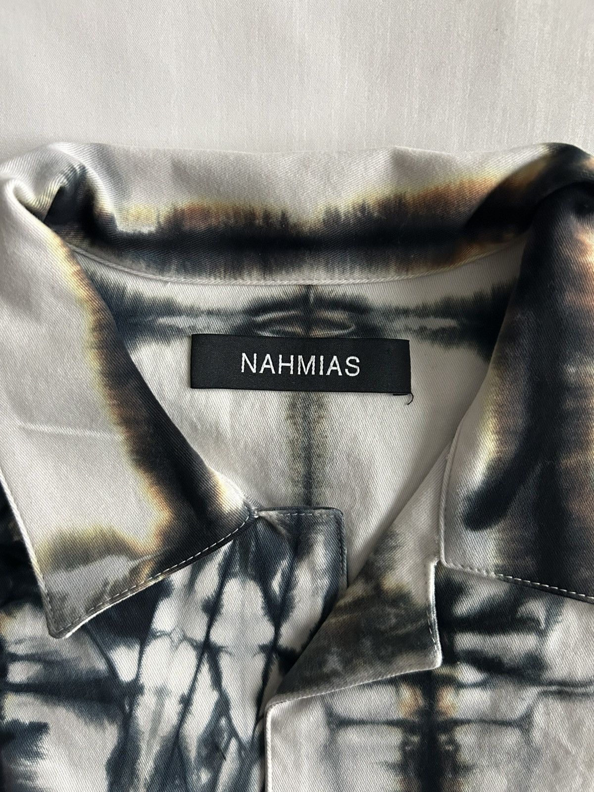 Nahmias Nahmias White Tie Dye Print Shirt All Over AOP Short Sleeve Size US M / EU 48-50 / 2 - 7 Thumbnail