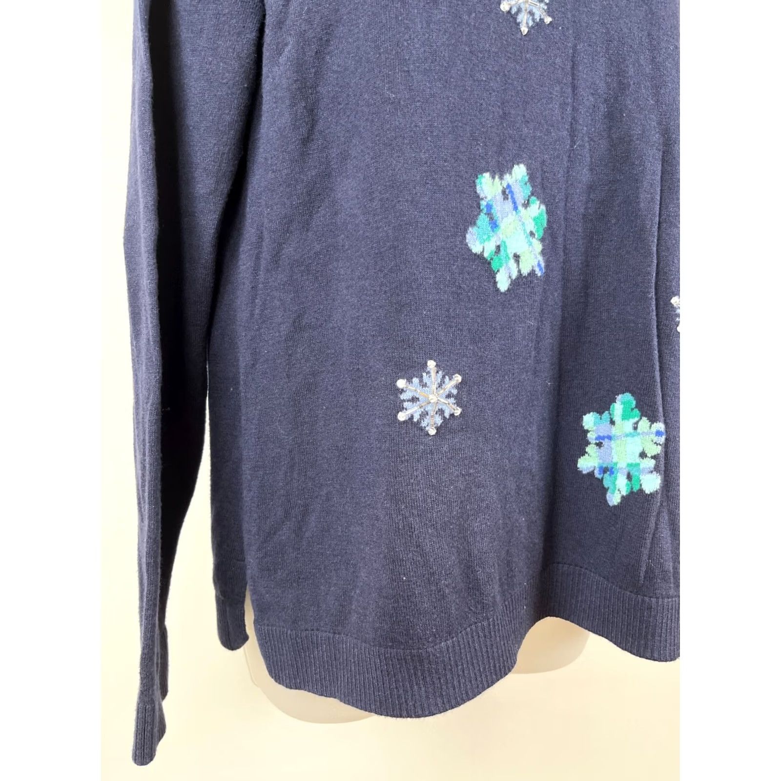 Talbots Talbots Sweater Womens Large Navy Blue Pullover Snowflake Sequin Knit Shirt Mens? Size L / US 10 / IT 46 - 5 Thumbnail