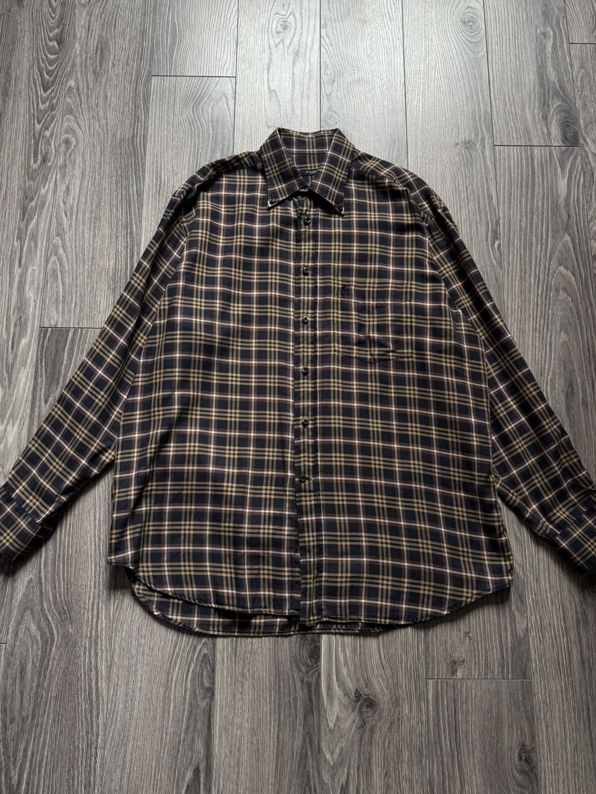 Burberry Burberry Brown/Blue Logo Checkered Flannel Shirt 43 Size US XL / EU 56 / 4 - 2 Thumbnail