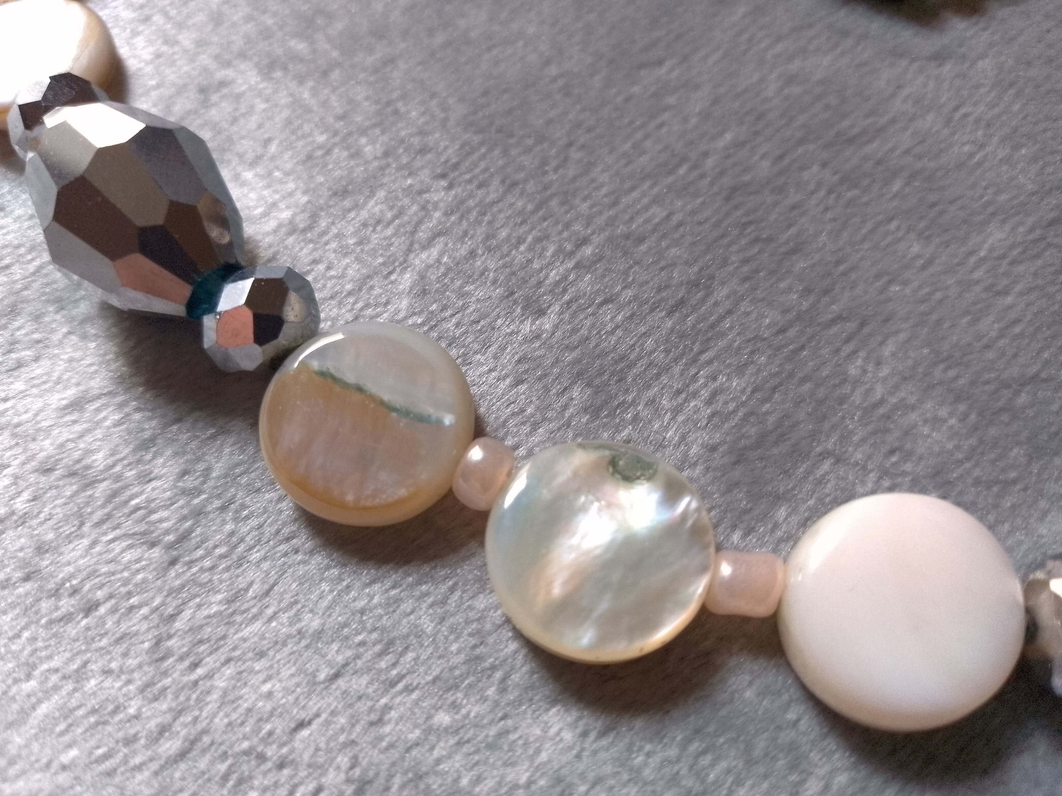 Handmade Necklace Mother Of Pearl+ Crystals+Pearl Earrings. Size ONE SIZE - 4 Thumbnail