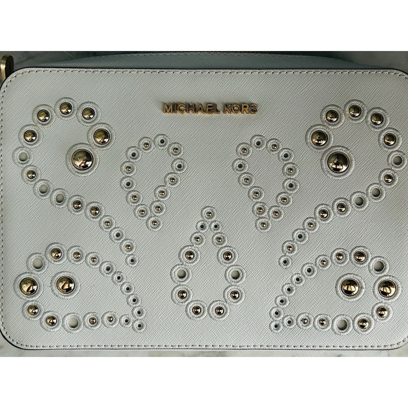 Michael Kors Michael Kors Ginny Leather Crossbody White Embellished Size ONE SIZE - 14 Thumbnail