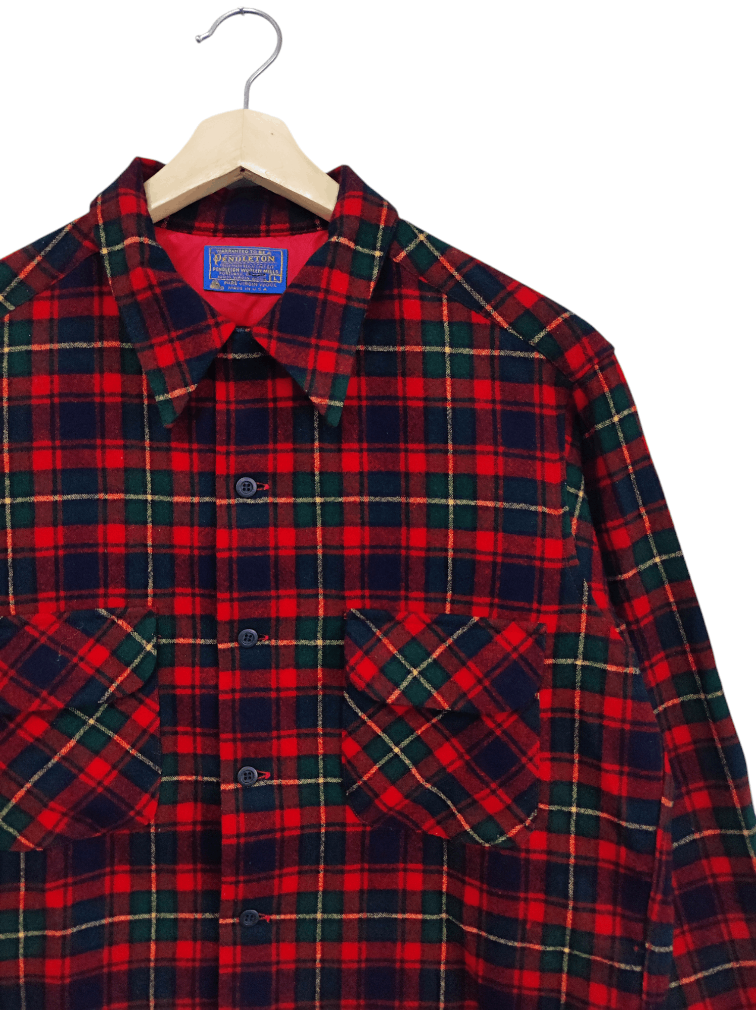 Pendleton × Vintage Vintage 80 Pendleton Virgin Wool Flannel Red Plaid Large USA Size US L / EU 52-54 / 3 - 4 Thumbnail