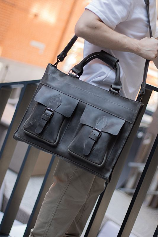 Handmade Genuine leather briefcase. Laptop bag. Messenger bag Size ONE SIZE - 1 Thumbnail