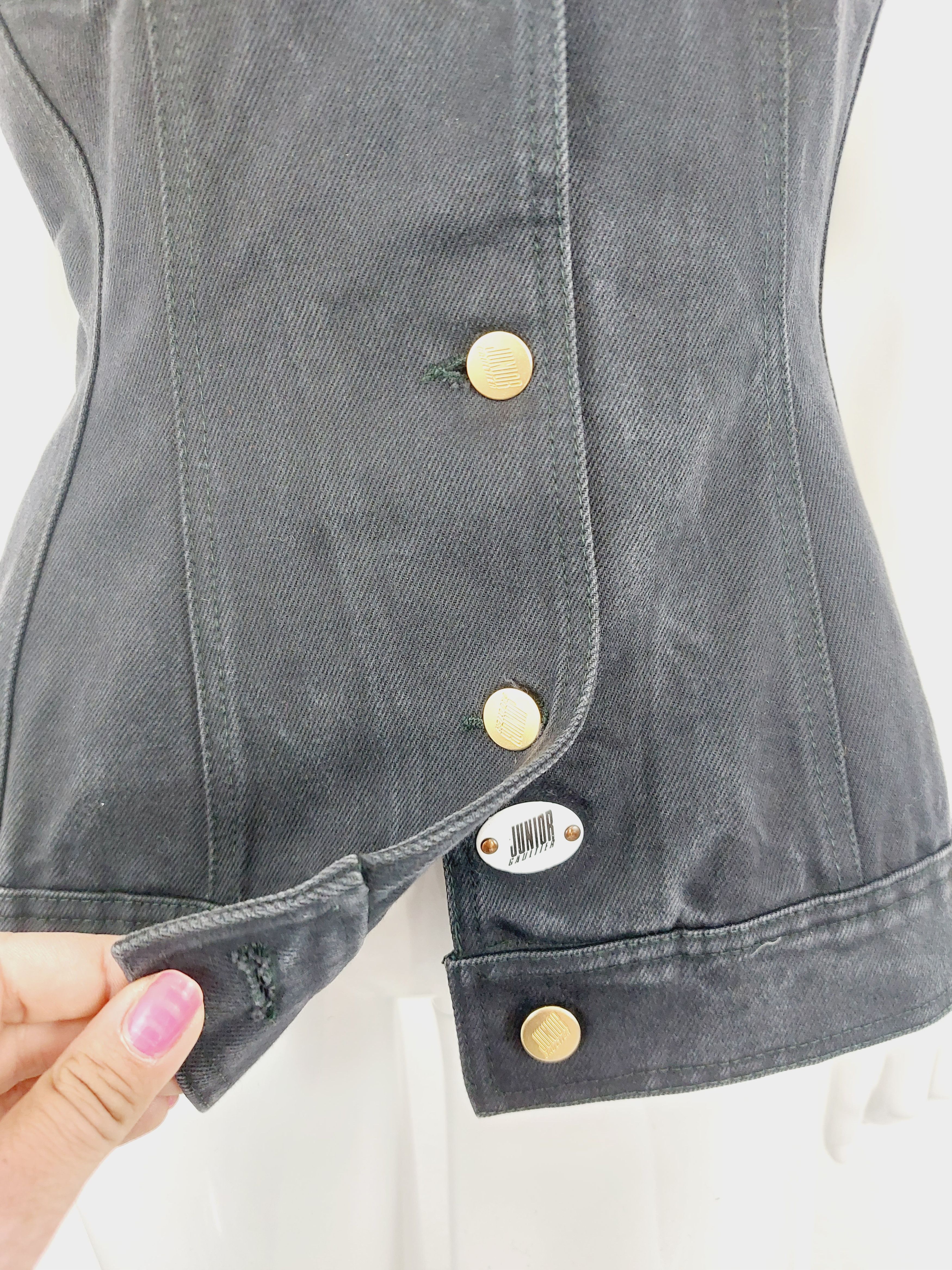 Jean Paul Gaultier Lace Up Coset Denim Vest Top Corset