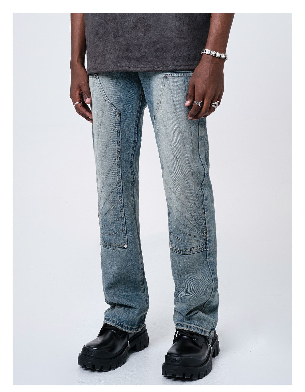 washed distressed utility faded jeans