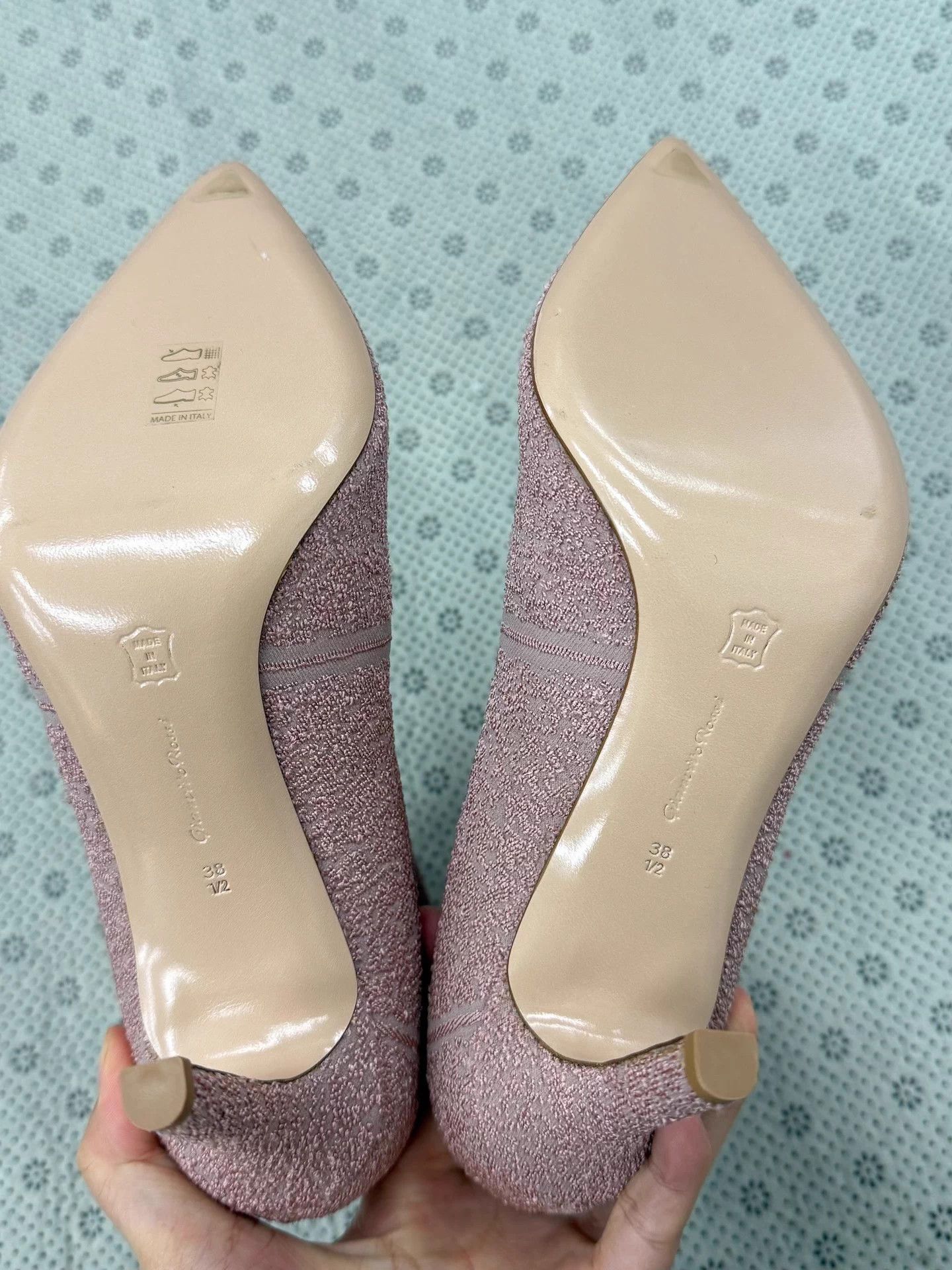 Gianvito Rossi Gianvito Rossi Pink Knit Mid-Calf Heeled Boots 38.5 Size US 7.5 / IT 37.5 - 5 Thumbnail