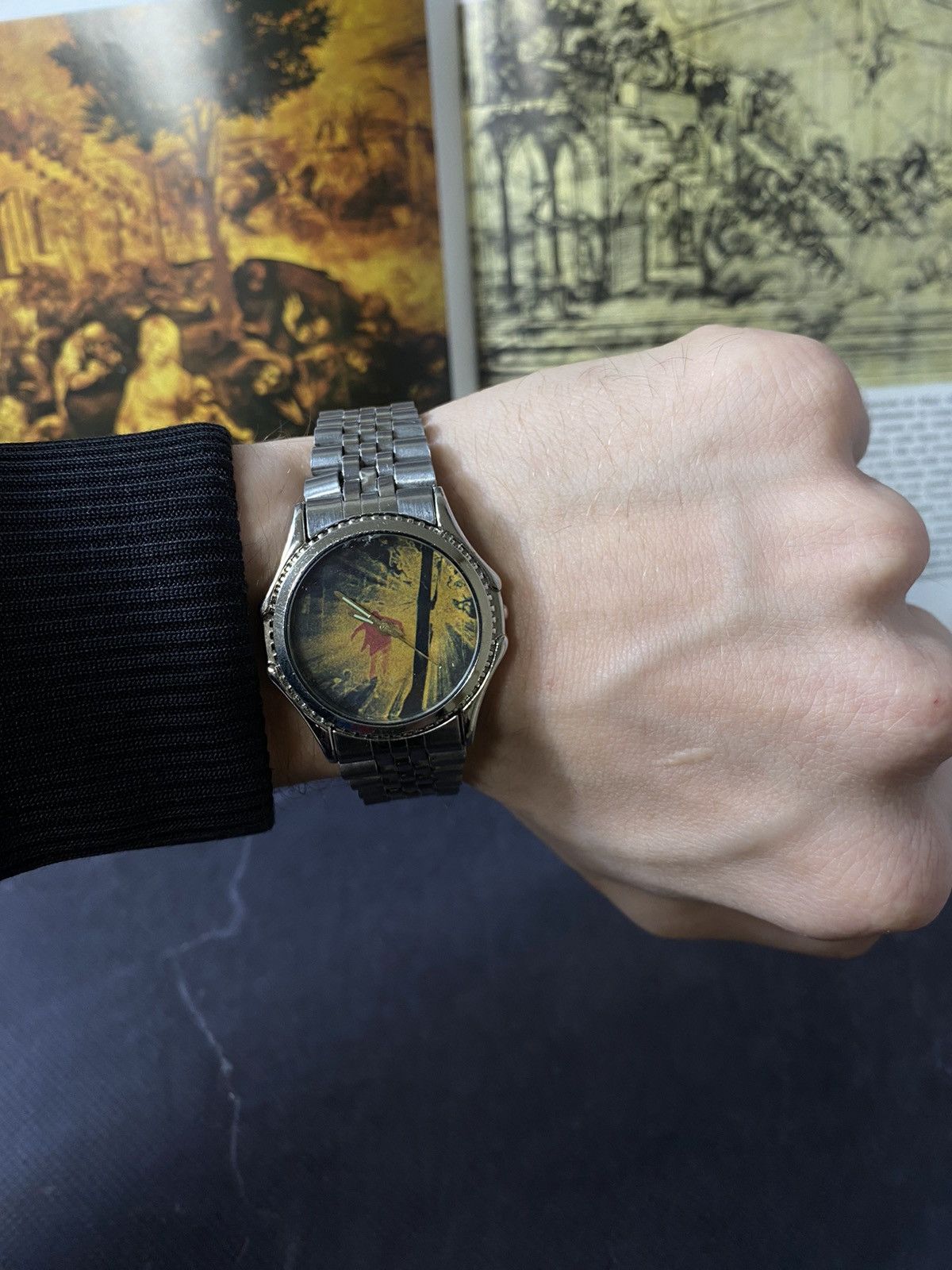 Japanese Brand × Jewelry × Vintage Unique Art-Dial Watch with Steel Bracelet Size ONE SIZE - 1 Thumbnail