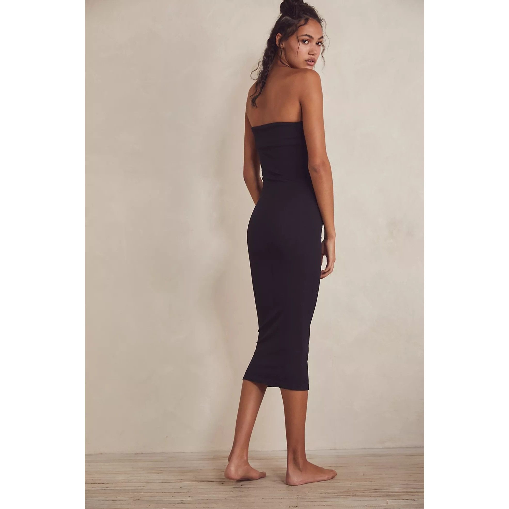 Free People Free People Everyday Seamless Black Tube Slip Midi Dress Size M / US 6-8 / IT 42-44 - 2 Thumbnail