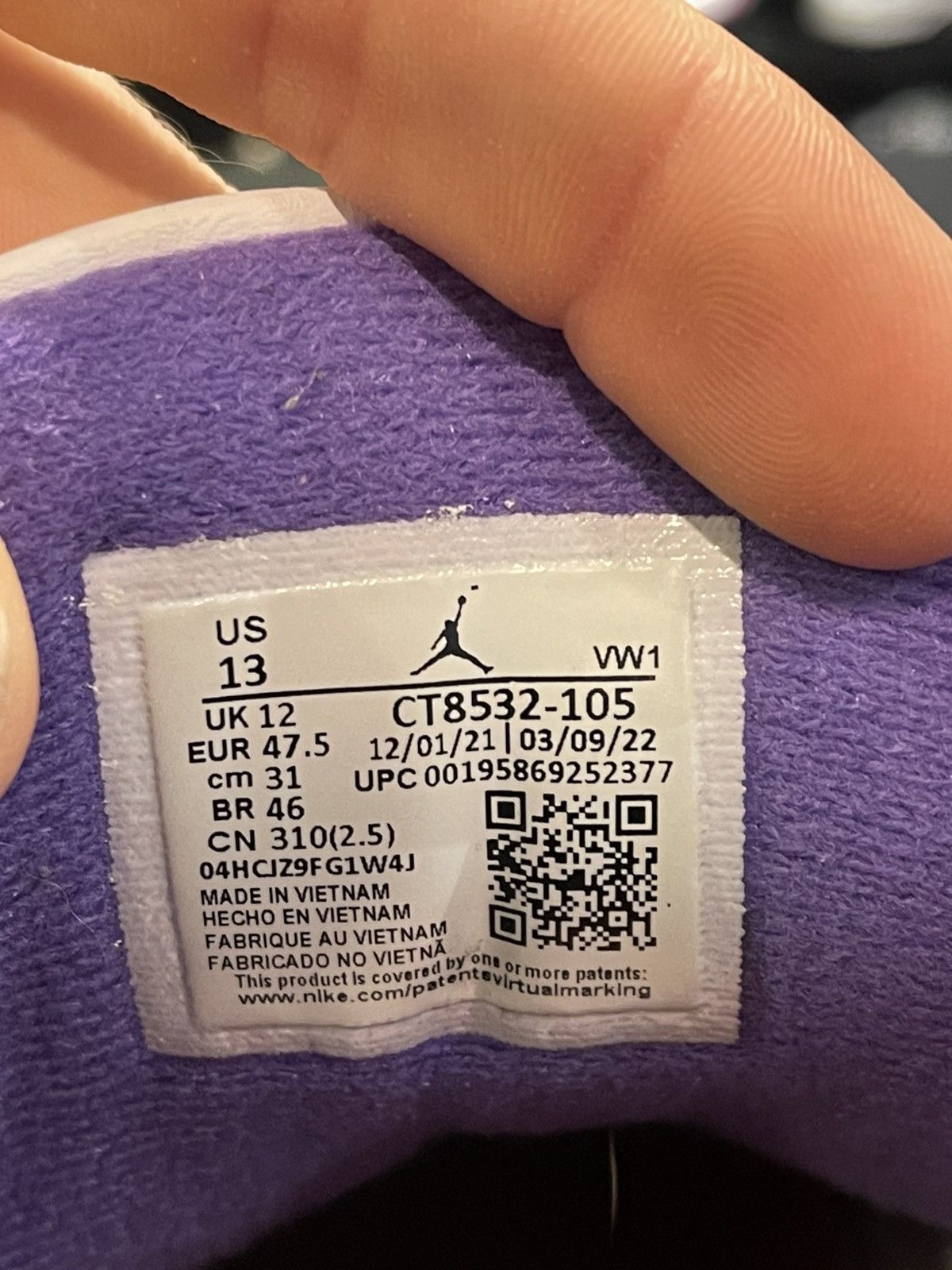Jordan Brand Size 13 - Jordan 3 Retro Dark Iris Purple Size US 13 / EU 46 - 10 Thumbnail