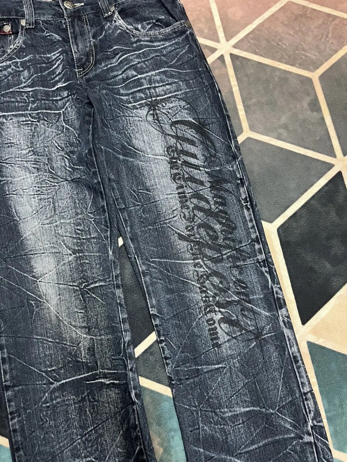 Japanese Brand Skullbones Japanese Brand Crazy Faded Jeans Size US 31 - 5 Thumbnail