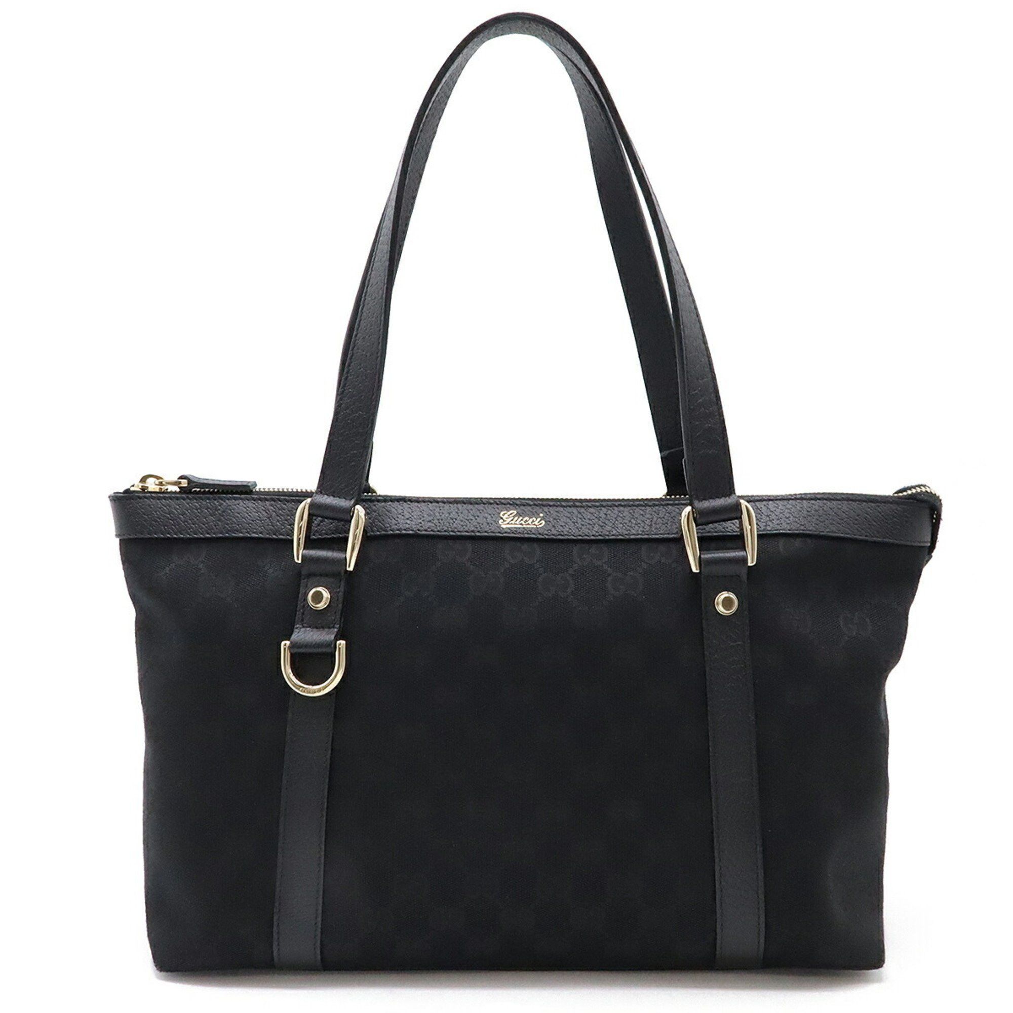 Gucci GG Canvas Abby Shoulder Bag Tote Leather Black 141470, Women's
