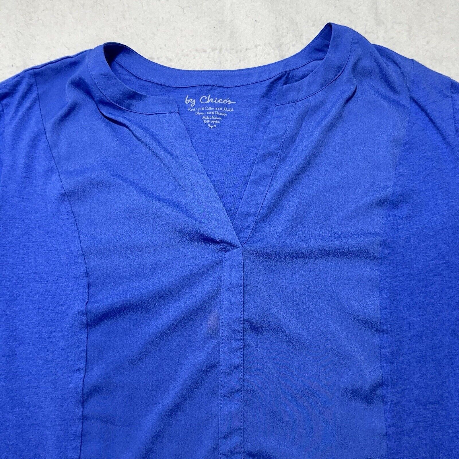 Chicos Chico's XL Blouse Roll Tab Long Sleeve Lightweight Blue Top Size XL / US 12-14 / IT 48-50 - 2 Thumbnail