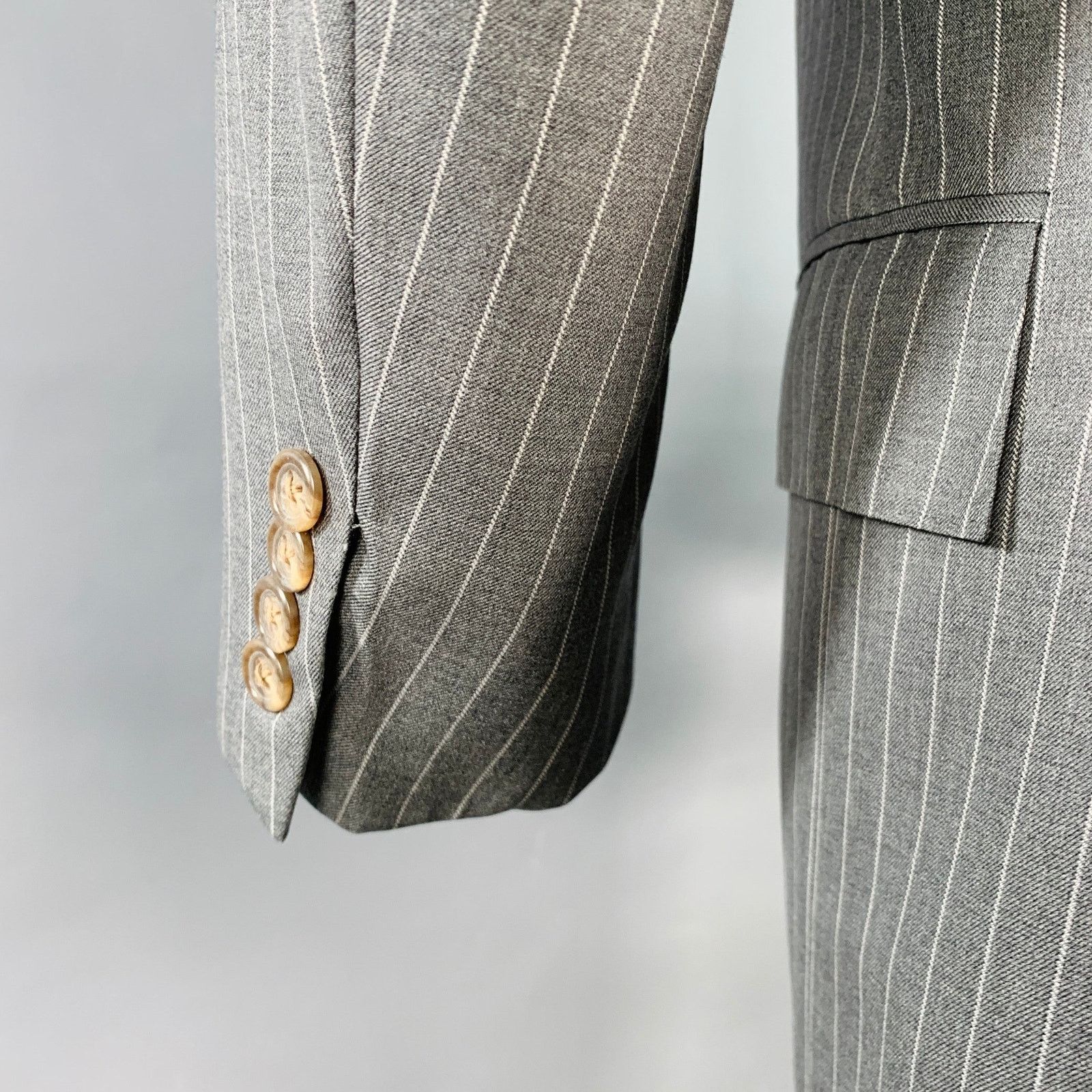 Ralph Lauren RALPH LAUREN Regular Grey Stripe Wool Notch Lapel Suit Size 40R - 6 Thumbnail