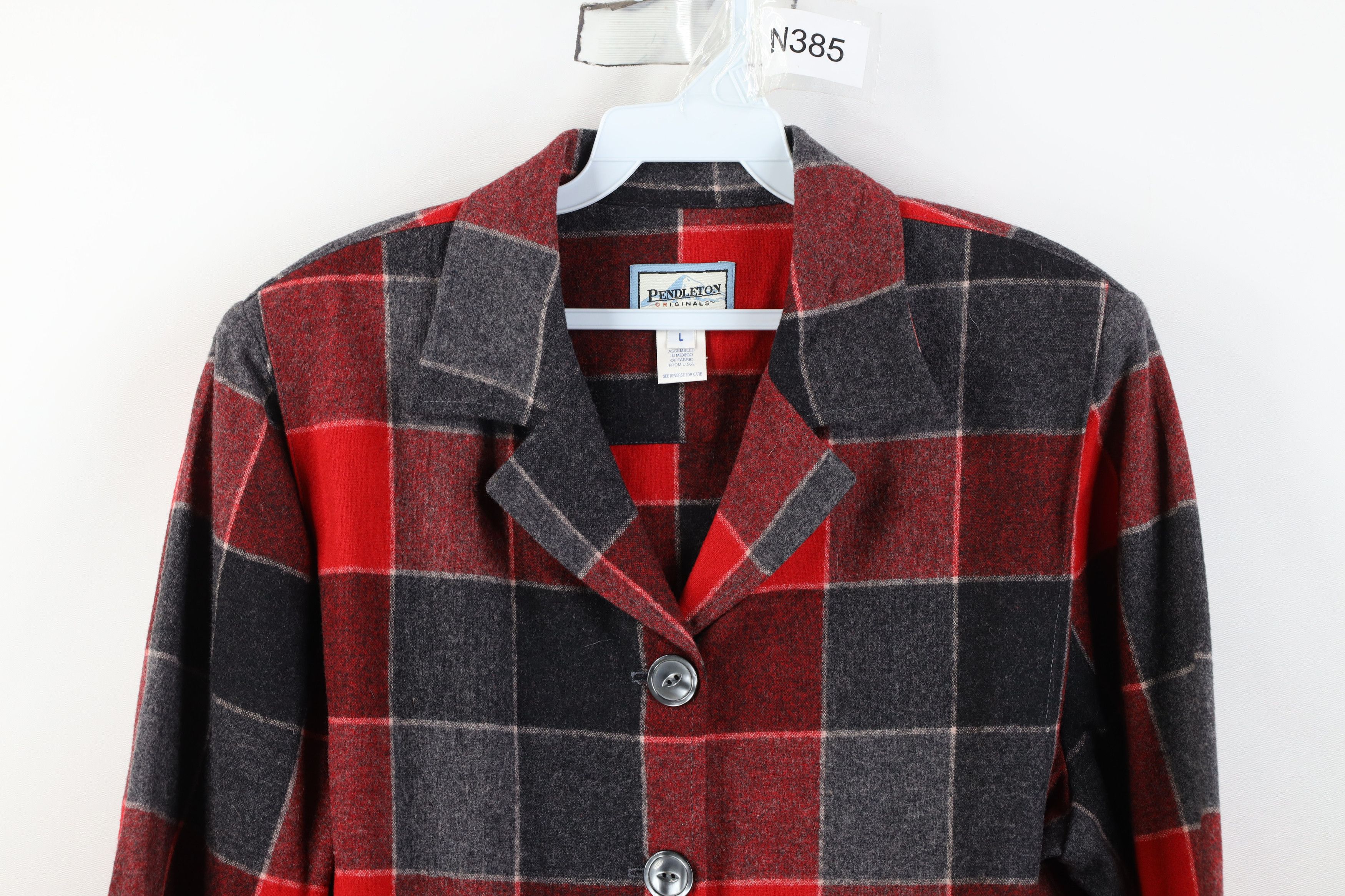 Pendleton Vintage 90s Pendleton Button Shirt Blazer Jacket Red Plaid Size L / US 10 / IT 46 - 2 Thumbnail