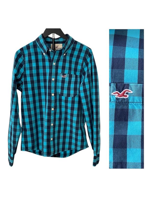 Hollister Hollister Mens Medium Blue & Aqua Plaid Button Down LS CLEAN Size US M / EU 48-50 / 2 - 1 Thumbnail