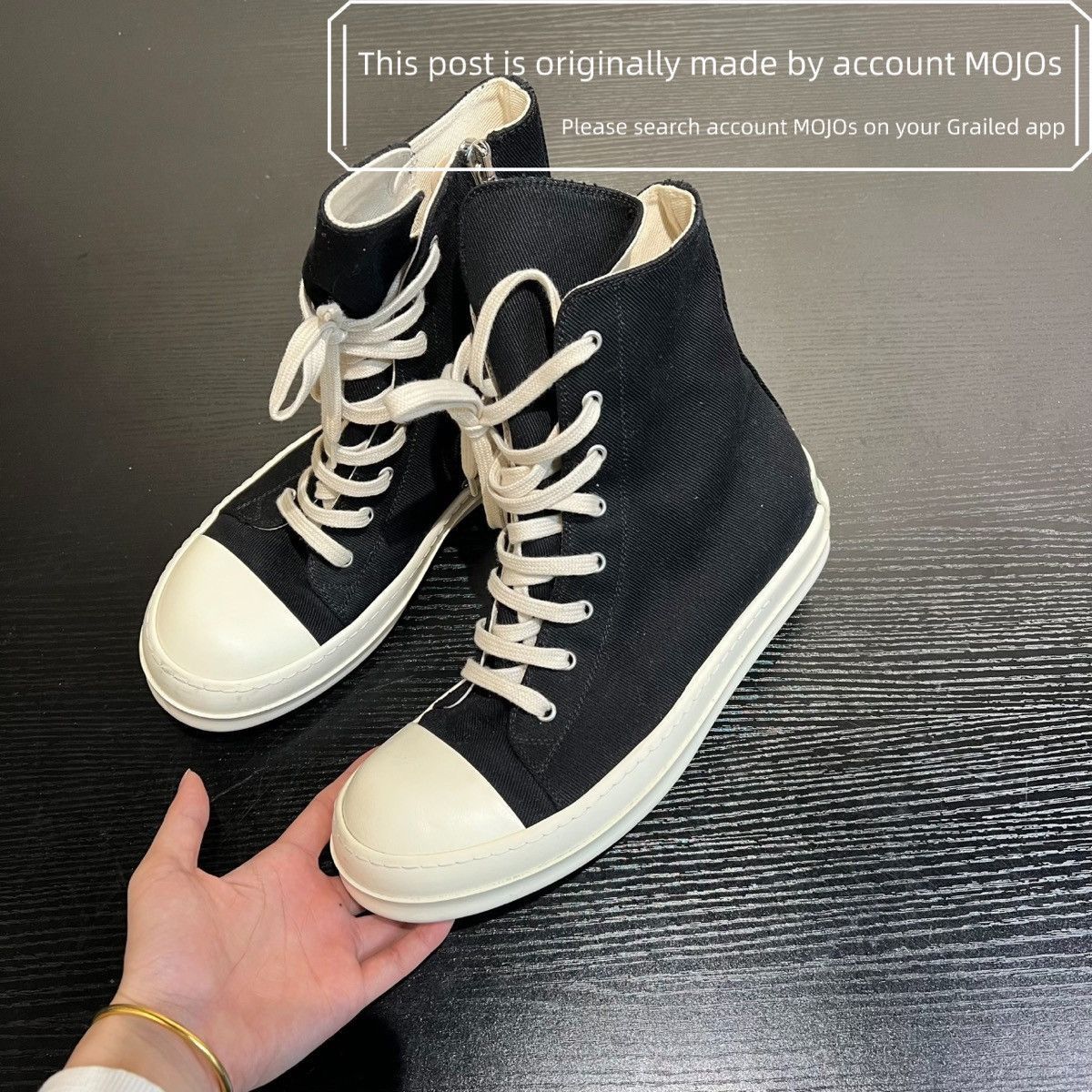 Sz 42 Rick Owens Drkshdw Canvas Black Hi-Top Mojos1021, Men's (Size 9)