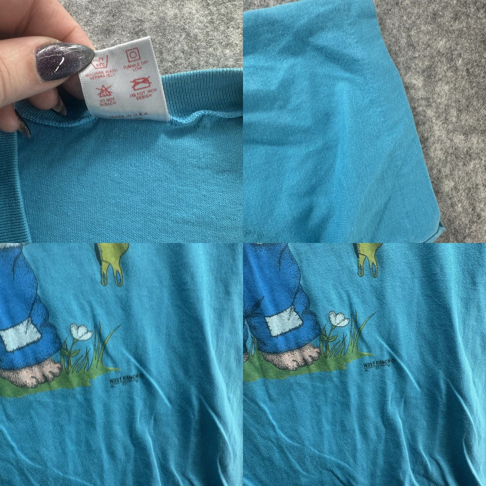 Vintage VINTAGE America T-Shirt Mens 2XL Blue V-Neck Graphic Print Te Amo Kid Cartoon 90s USA Polyester Cotton Mens Size US XXL / EU 58 / 5 - 8 Thumbnail