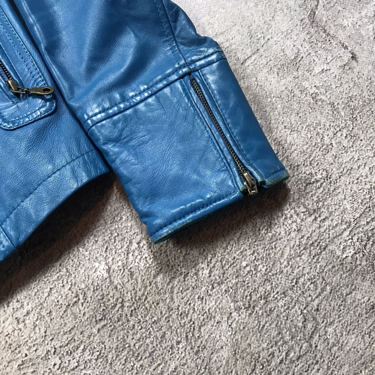 Vintage Vintage Blue Leather Jacket Workwear Streetwear 90s Logo M Size M / US 6-8 / IT 42-44 - 5 Thumbnail