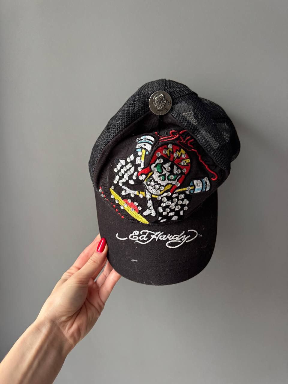 Ed Hardy Vintage Ed Hardy Y2K Skull Cap Hat Trucker Hype Size ONE SIZE - 1 Thumbnail