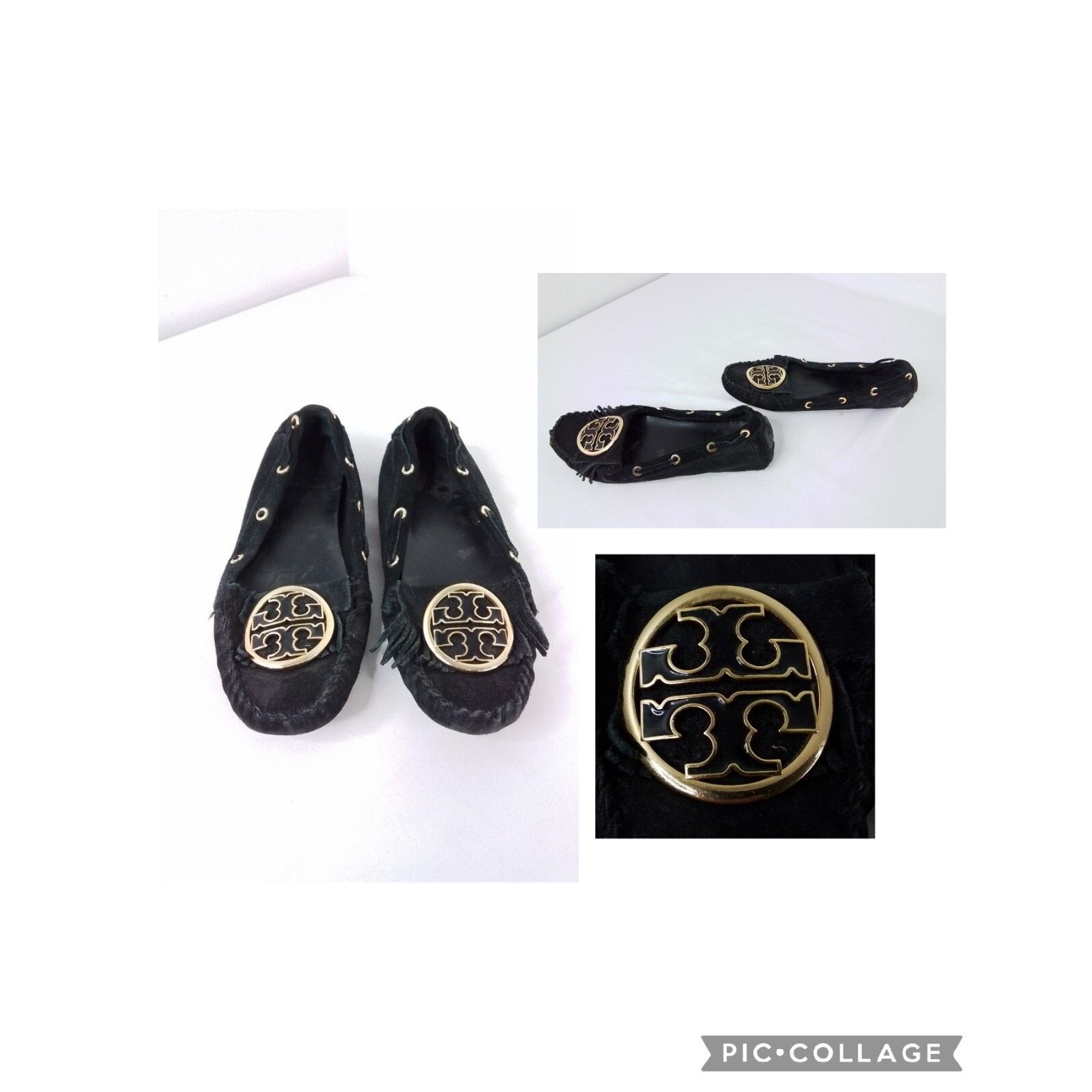 Tory Burch Tory Burch Suede Moccasin Black Women's 7 #W2713 Size US 7 / IT 37 - 1 Thumbnail