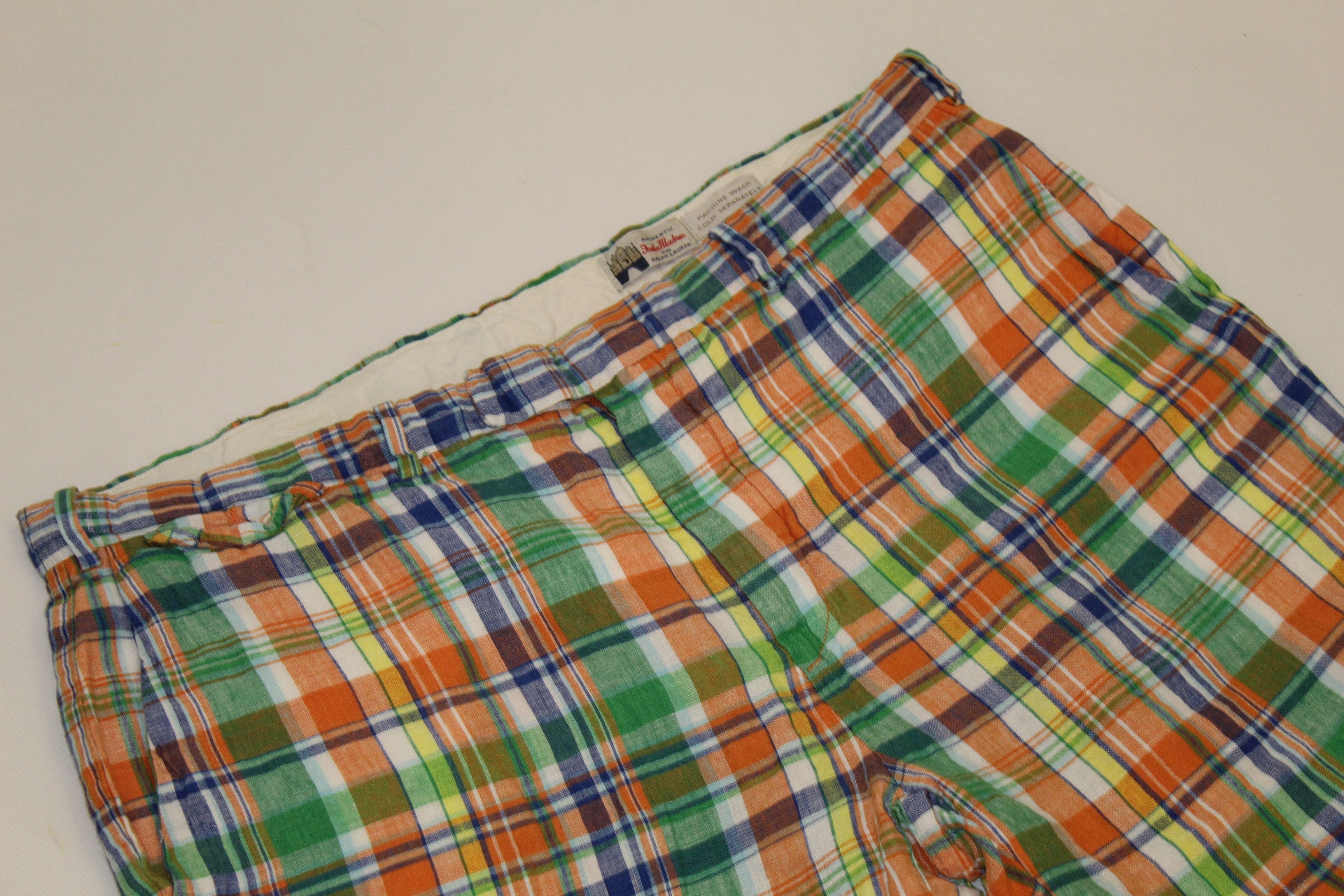 Polo Ralph Lauren Vtg Polo Ralph Lauren Indian Madras Linen Shorts Size US 40 / EU 56 - 2 Thumbnail