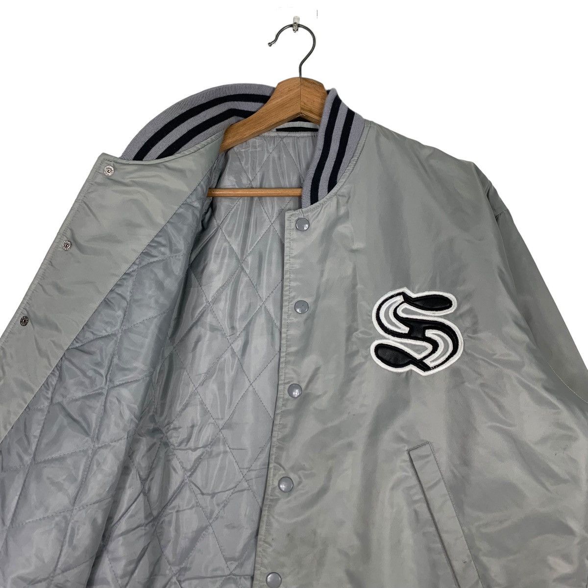 Japanese Brand HILLCROP Grey Varsity Jacket Coach Jacket #0921-C41 Size US M / EU 48-50 / 2 - 10 Thumbnail