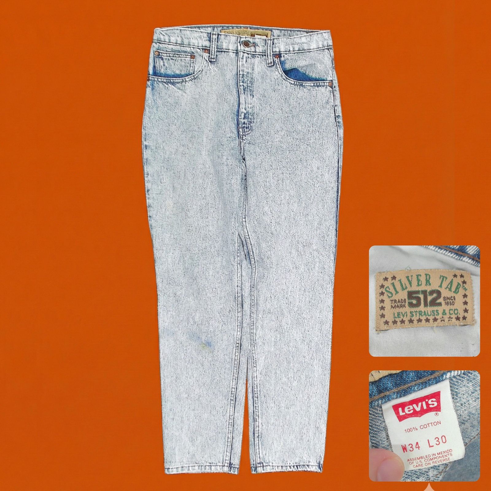Levi's 1990 Levi's SilverTab 512 Acid Wash Jeans Size US 33 - 1 Thumbnail