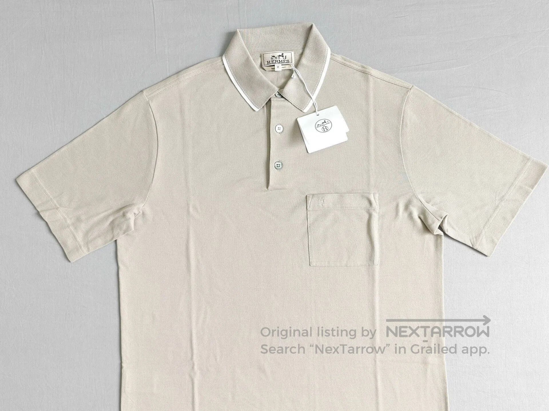 Hermes Hermes Men's Beige Short Sleeve Polo M. Size US M / EU 48-50 / 2 - 2 Thumbnail