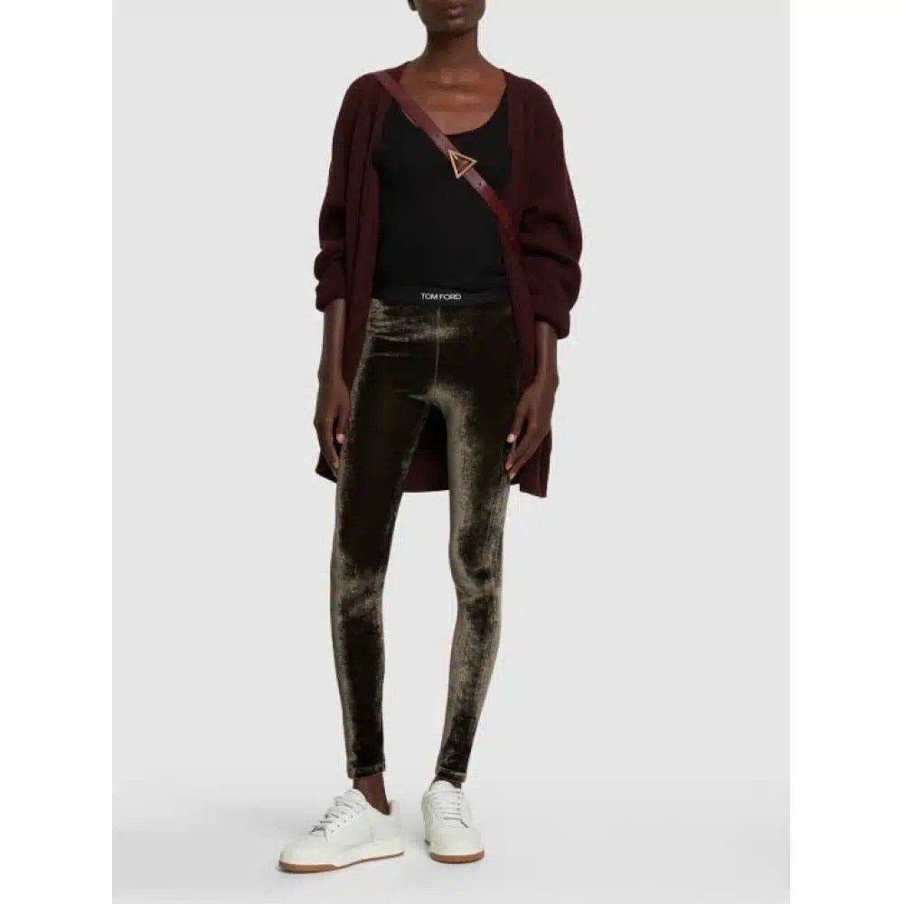 Tom Ford o1loc1c0625 PAJ121 Velvet Signature Leggings in Grey Size 25" / US 0 / IT 36 - 3 Thumbnail