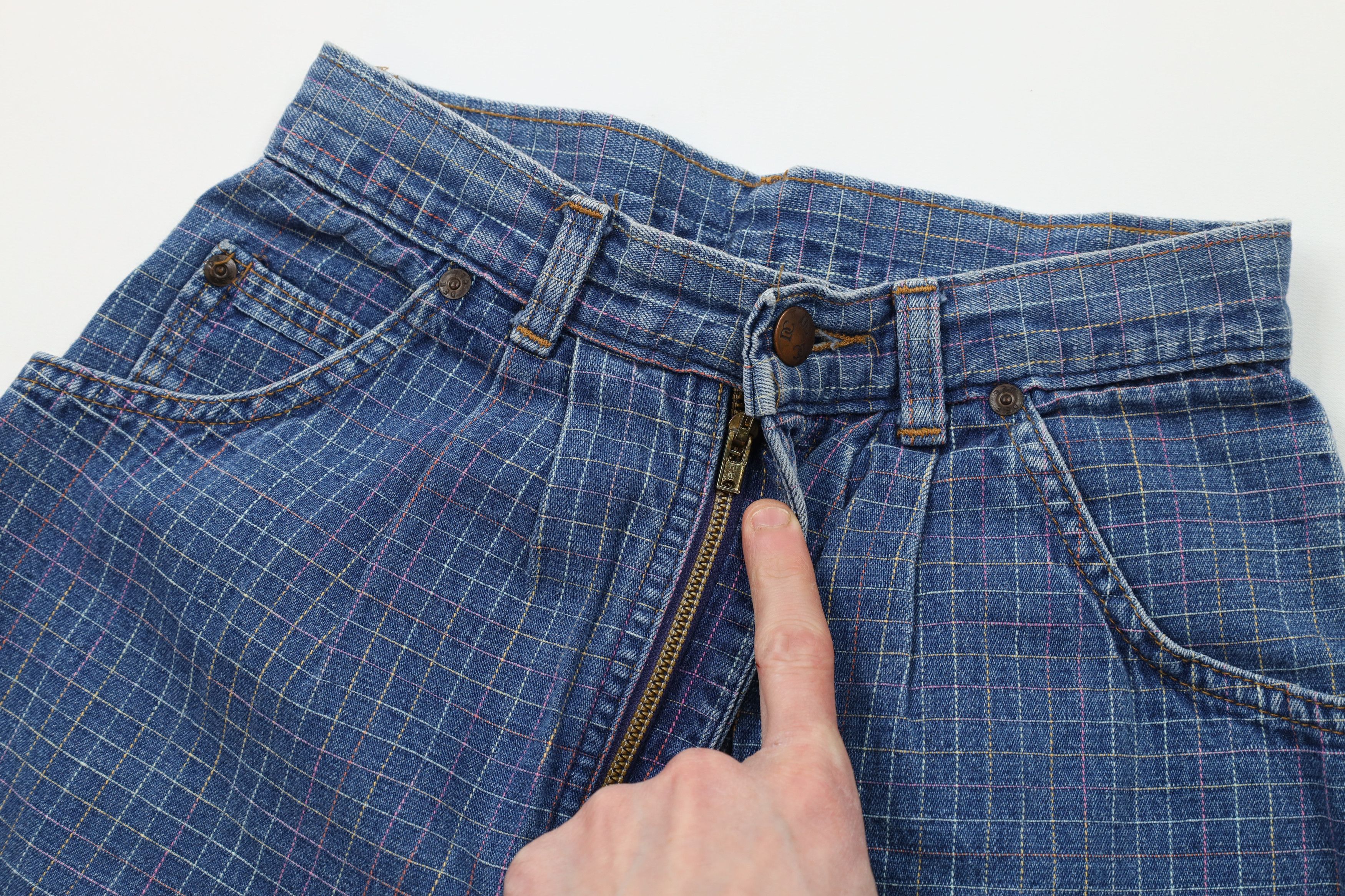 Vintage Vintage 70s Streetwear Pleated Rainbow Plaid Jeans USA Size 32" / US 10 / IT 46 - 5 Thumbnail