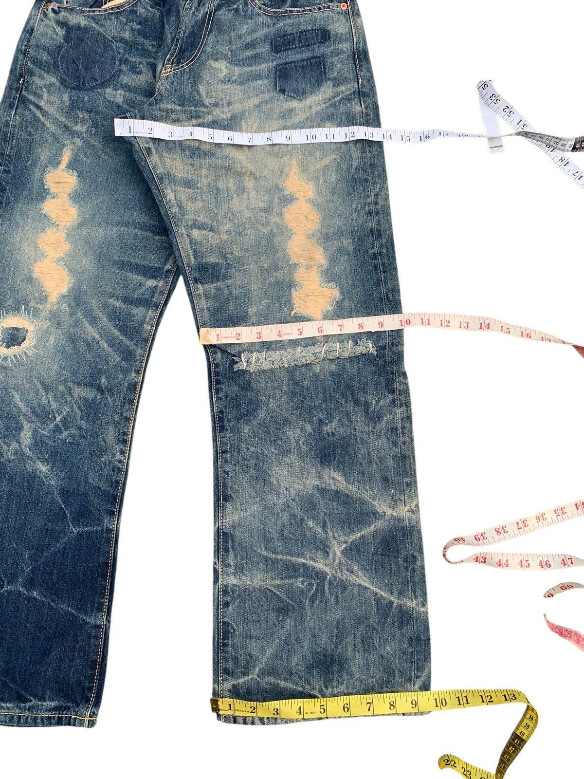 Tornado Mart RARE💥SCANNER FUNDAMENTAL SELVEDGE CLAWMARK DISTRESSED DENIM Size US 32 / EU 48 - 24 Thumbnail