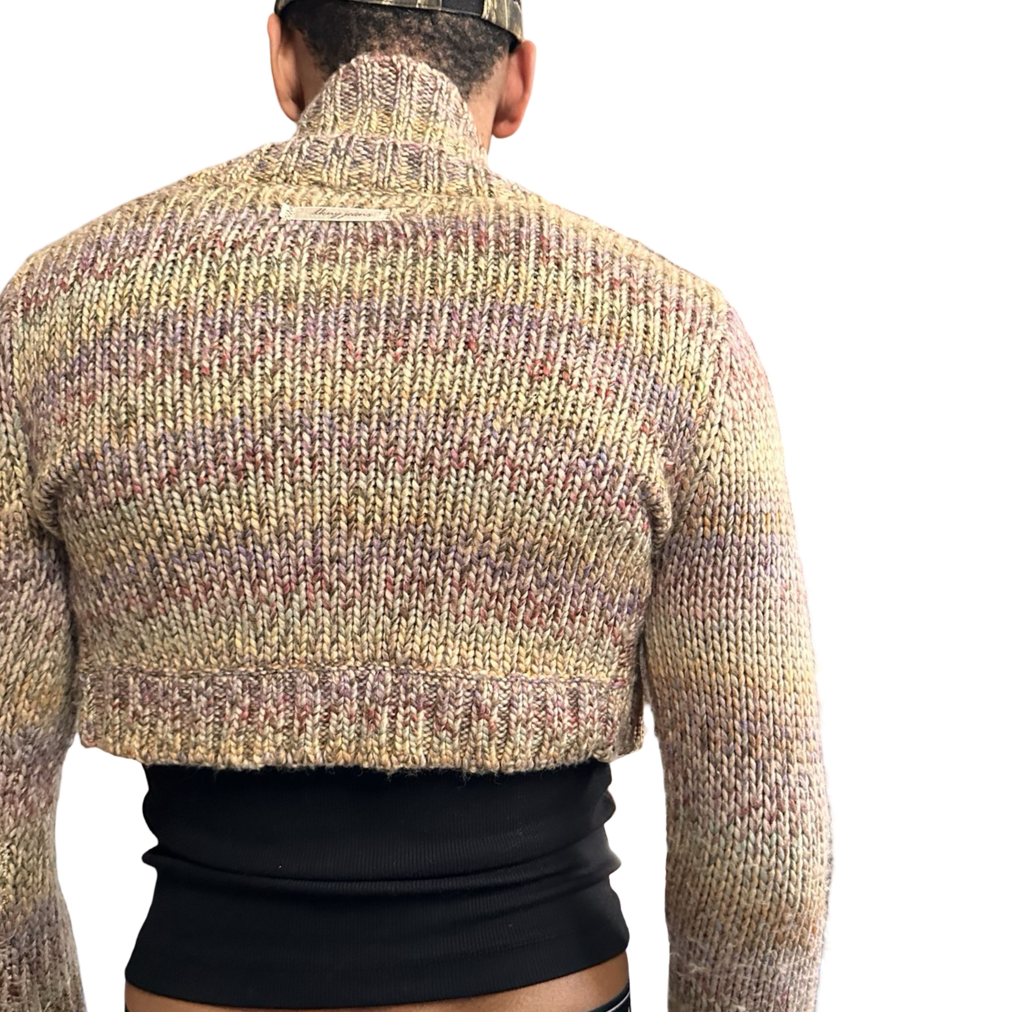 DKNY Vintage Tan Speckle Cable Knit Shrug Sequin Sweater - Medium Size M / US 6-8 / IT 42-44 - 7 Thumbnail
