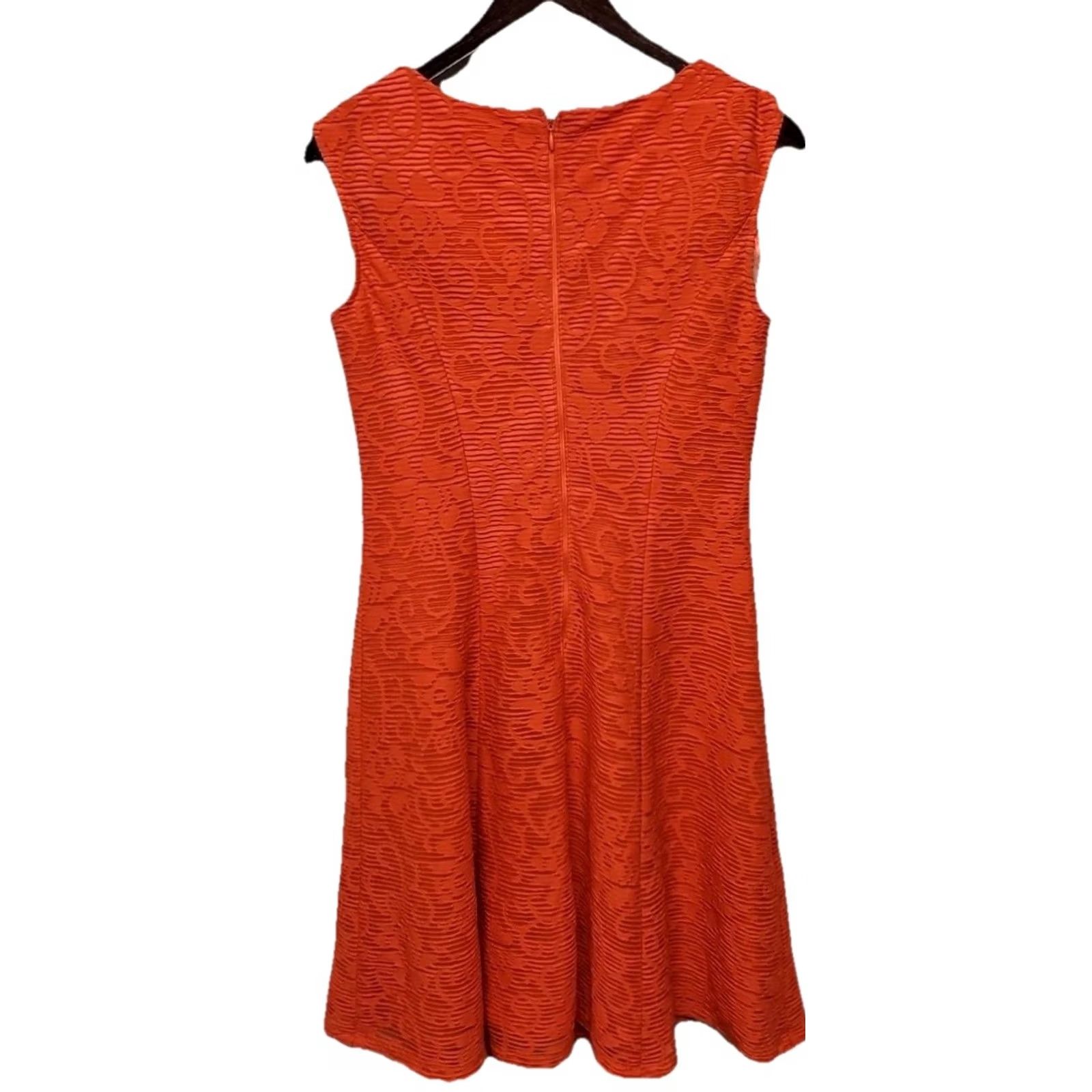 Vintage Dressbarn Orange Lace Sleeveless Fit & Flare Dress Women’s Size 8 Cocktail Party Size M / US 6-8 / IT 42-44 - 5 Thumbnail