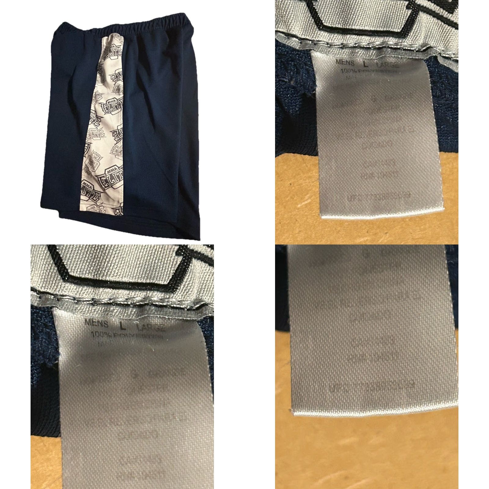 Vintage MMA Elite Shorts Men Large Navy Blue Elastic Waist Graphics Training Fighting Size US 33 - 8 Thumbnail