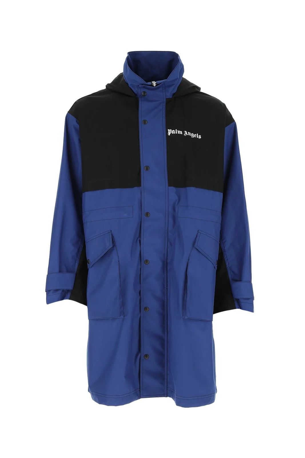 o1y0325 Logo Hooded Full-Length Jacket in Blue/Black