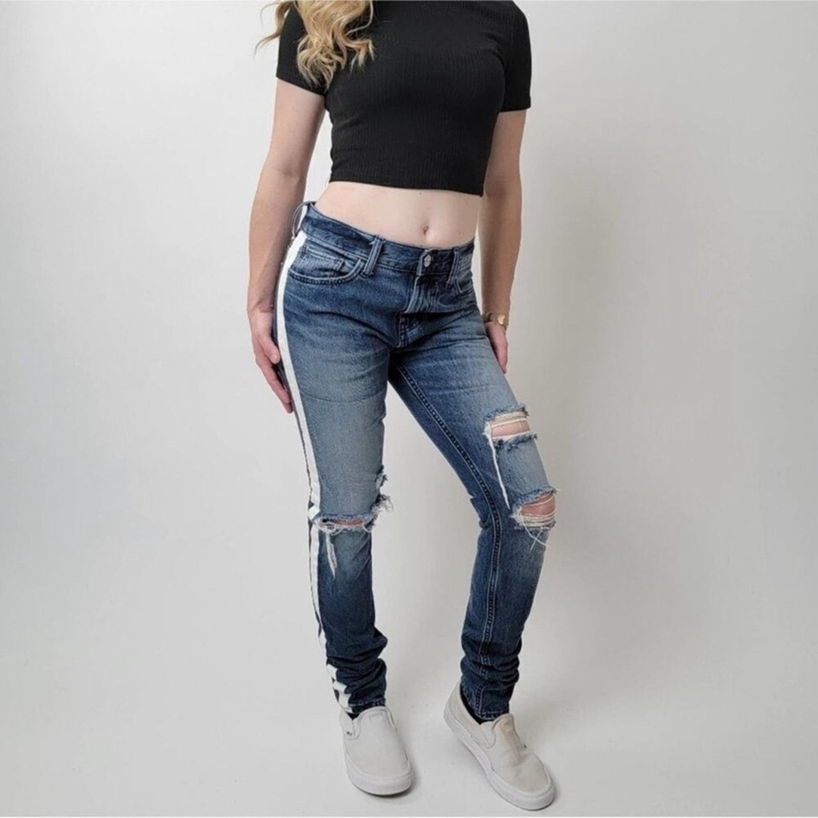 Pacsun PacSun Vertical Stretch Stacked Skinny Striped Jeans Size 30" / US 8 / IT 44 - 8 Thumbnail